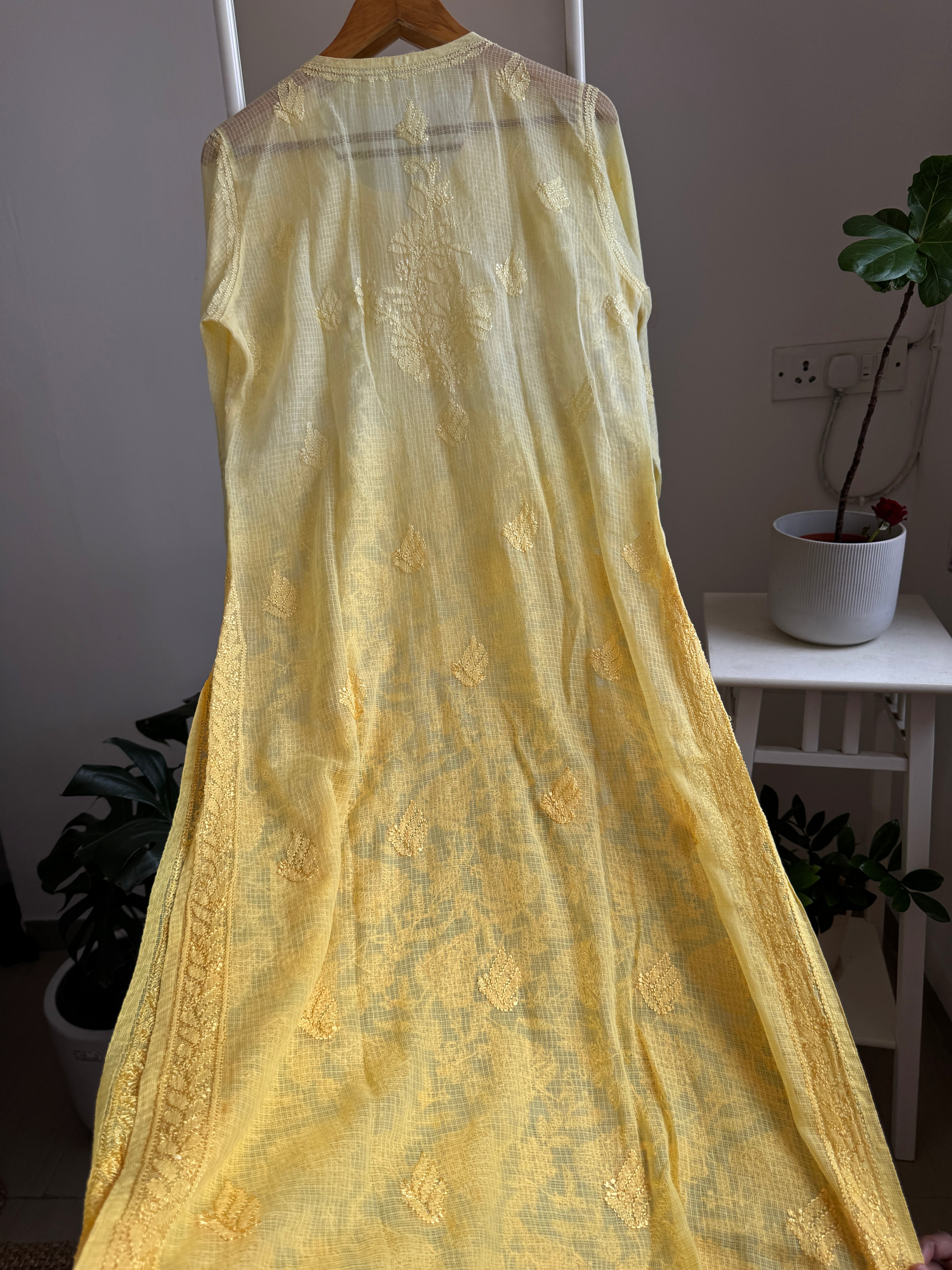 Kota Soft Cotton Chikankari Kurti - Yellow  Ombre - CHAND Collection ARIAA CHIKANKARI 