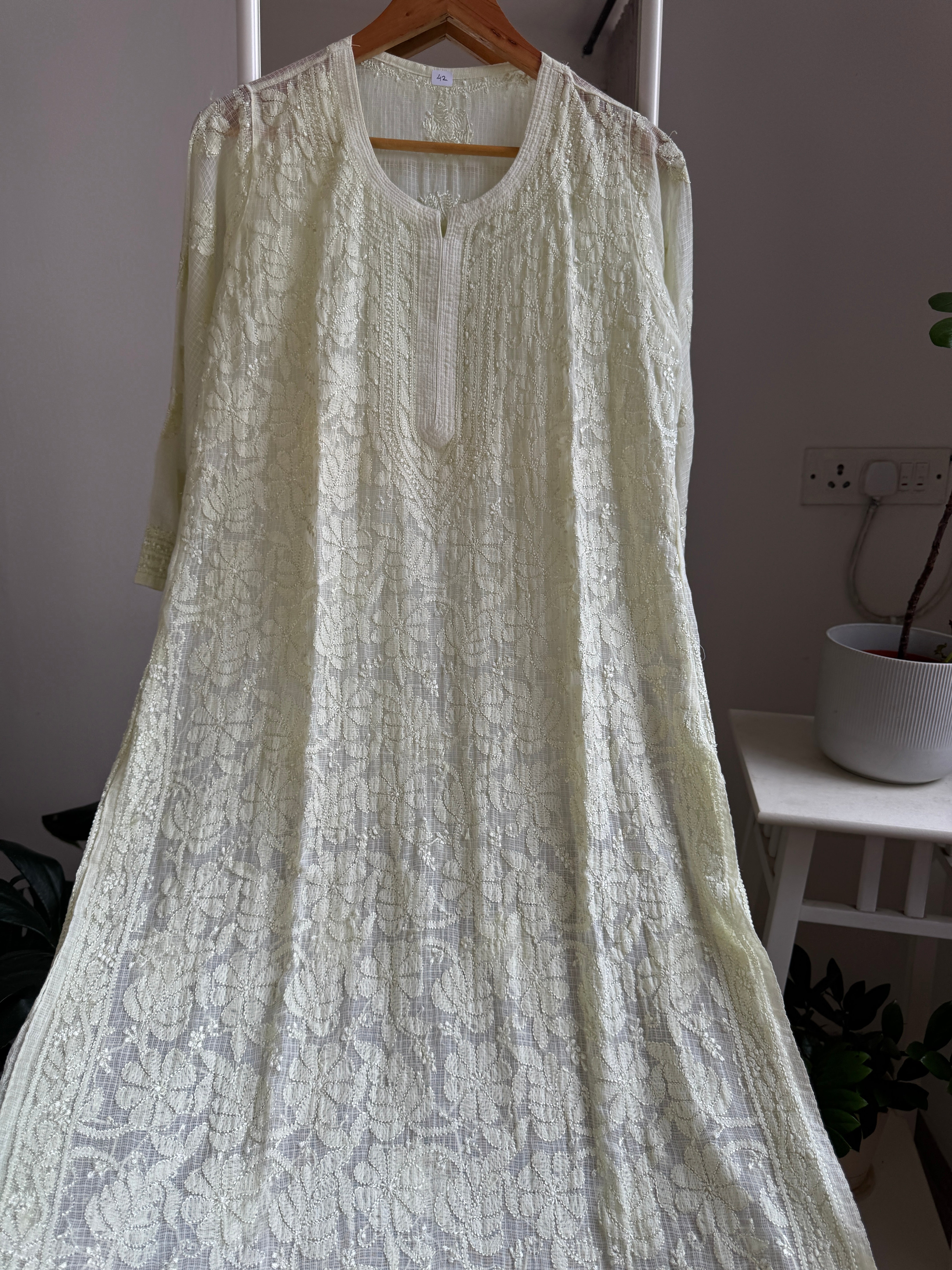 Kota Soft Cotton Chikankari Kurti - Lemon Yellow - CHAND Collection ARIAA CHIKANKARI 