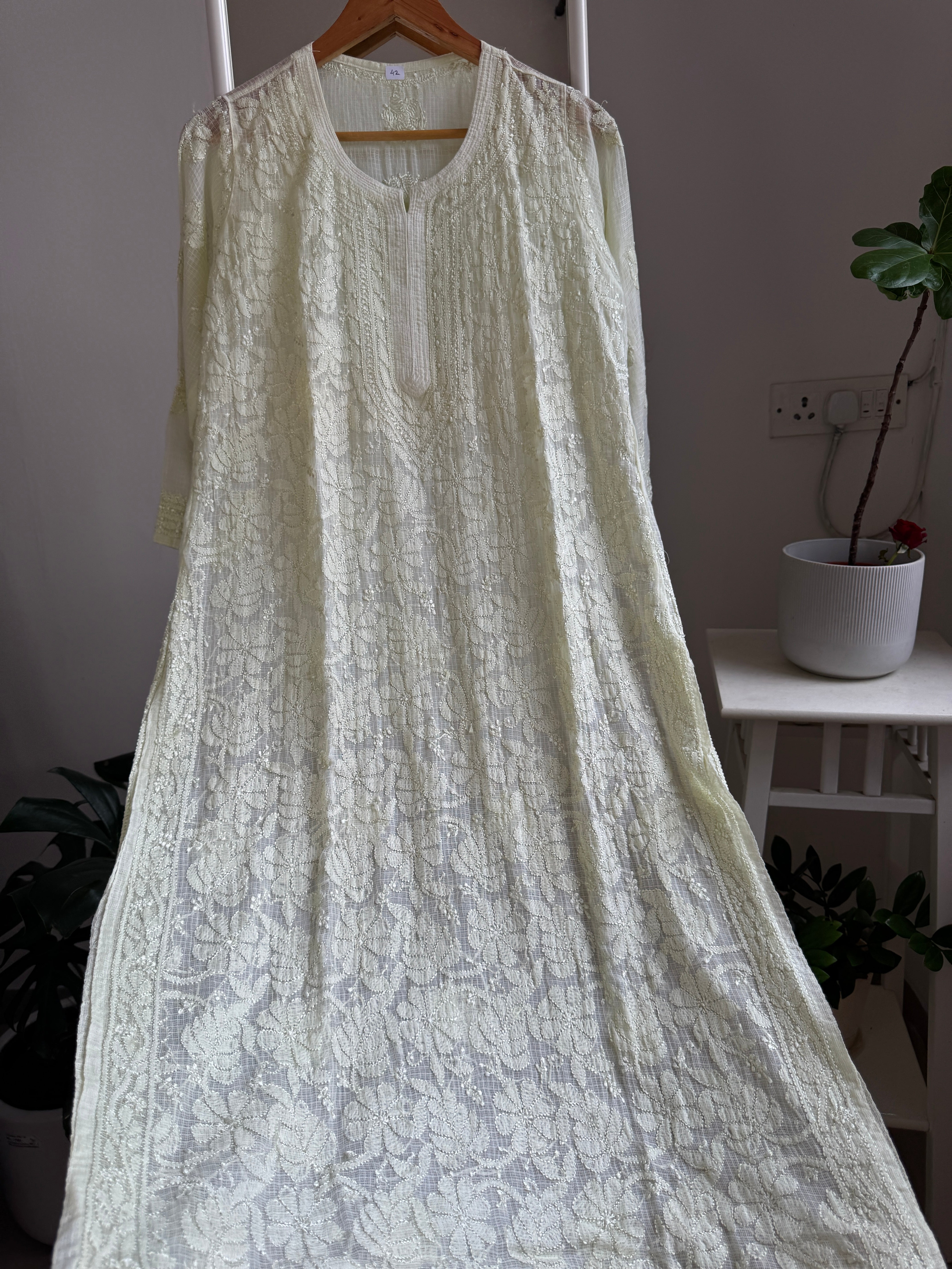 Kota Soft Cotton Chikankari Kurti - Lemon Yellow - CHAND Collection ARIAA CHIKANKARI 