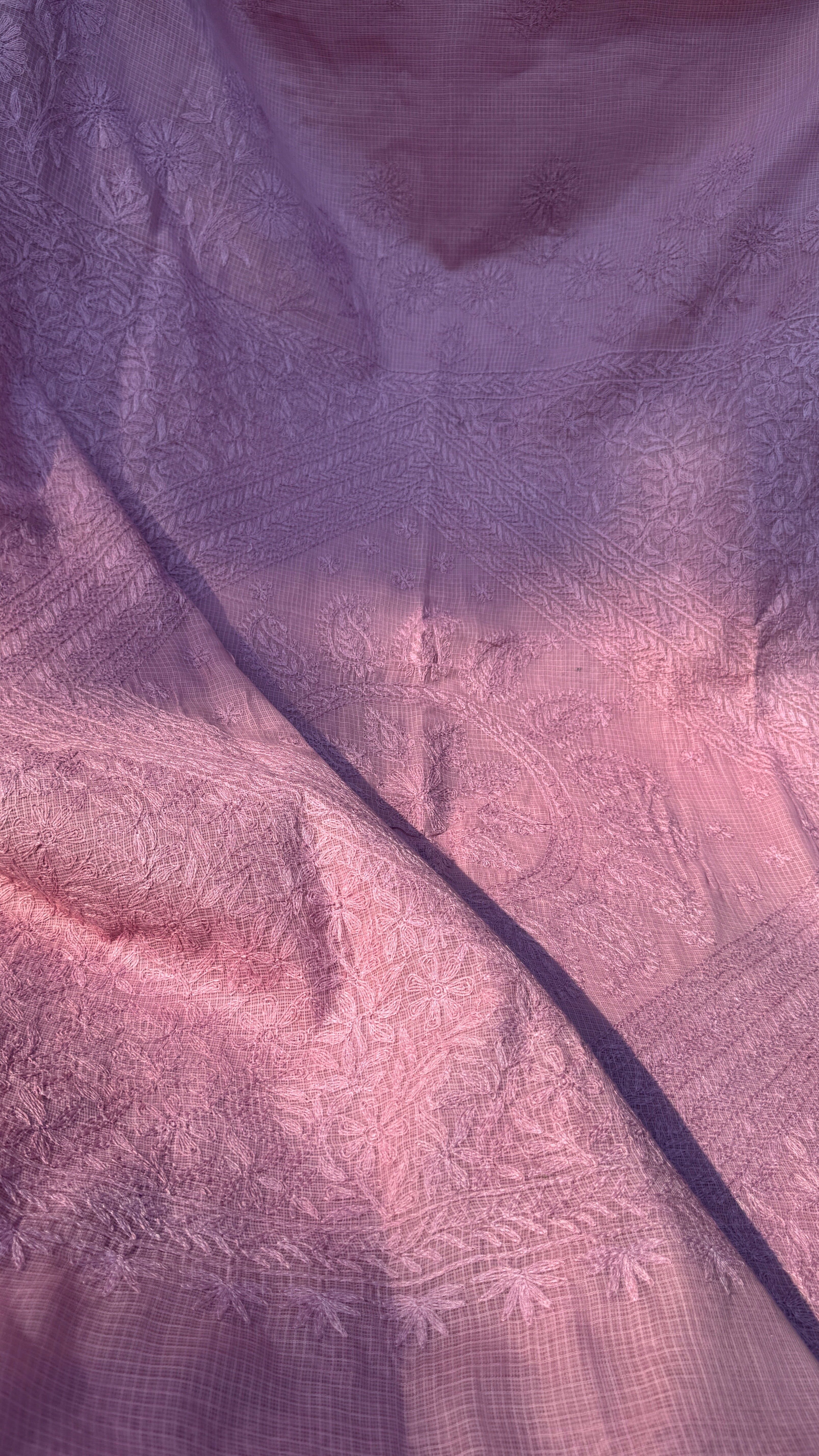 Kota Chikankari saree in Rose Pink