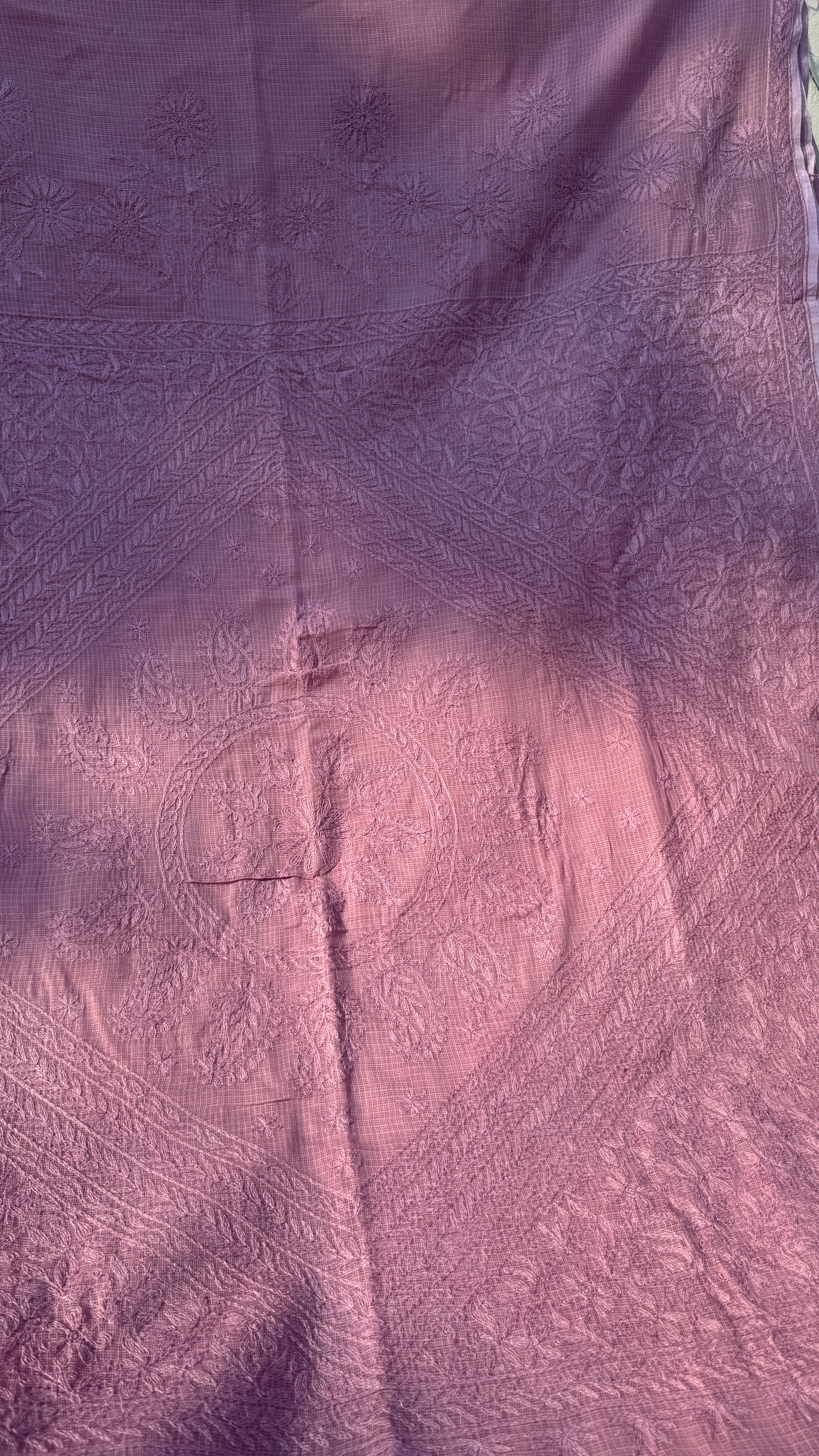 Kota Chikankari saree in Rose Pink