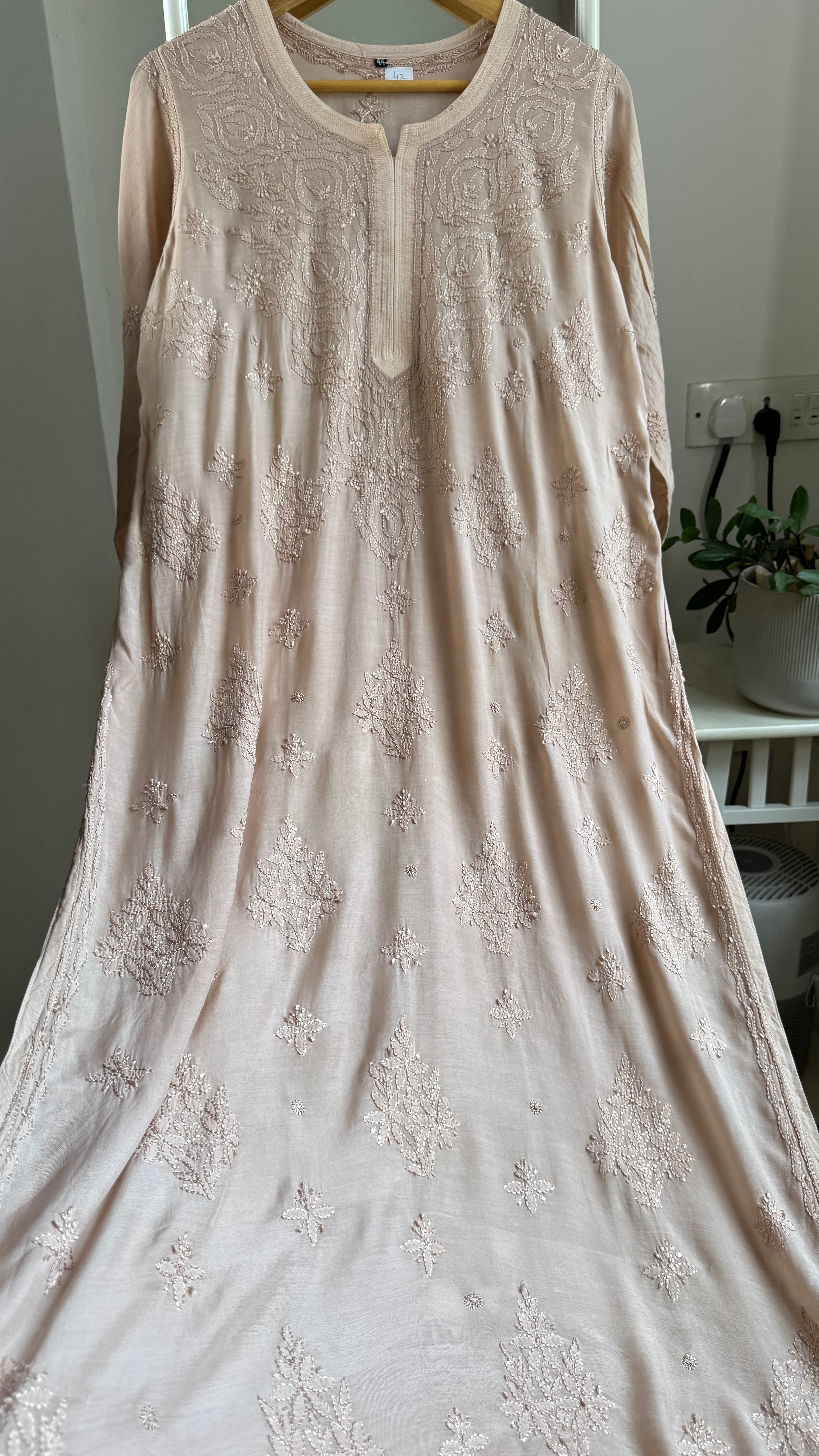 Muslin Chikankari Kurti - Nude Pink - BERRY Collection