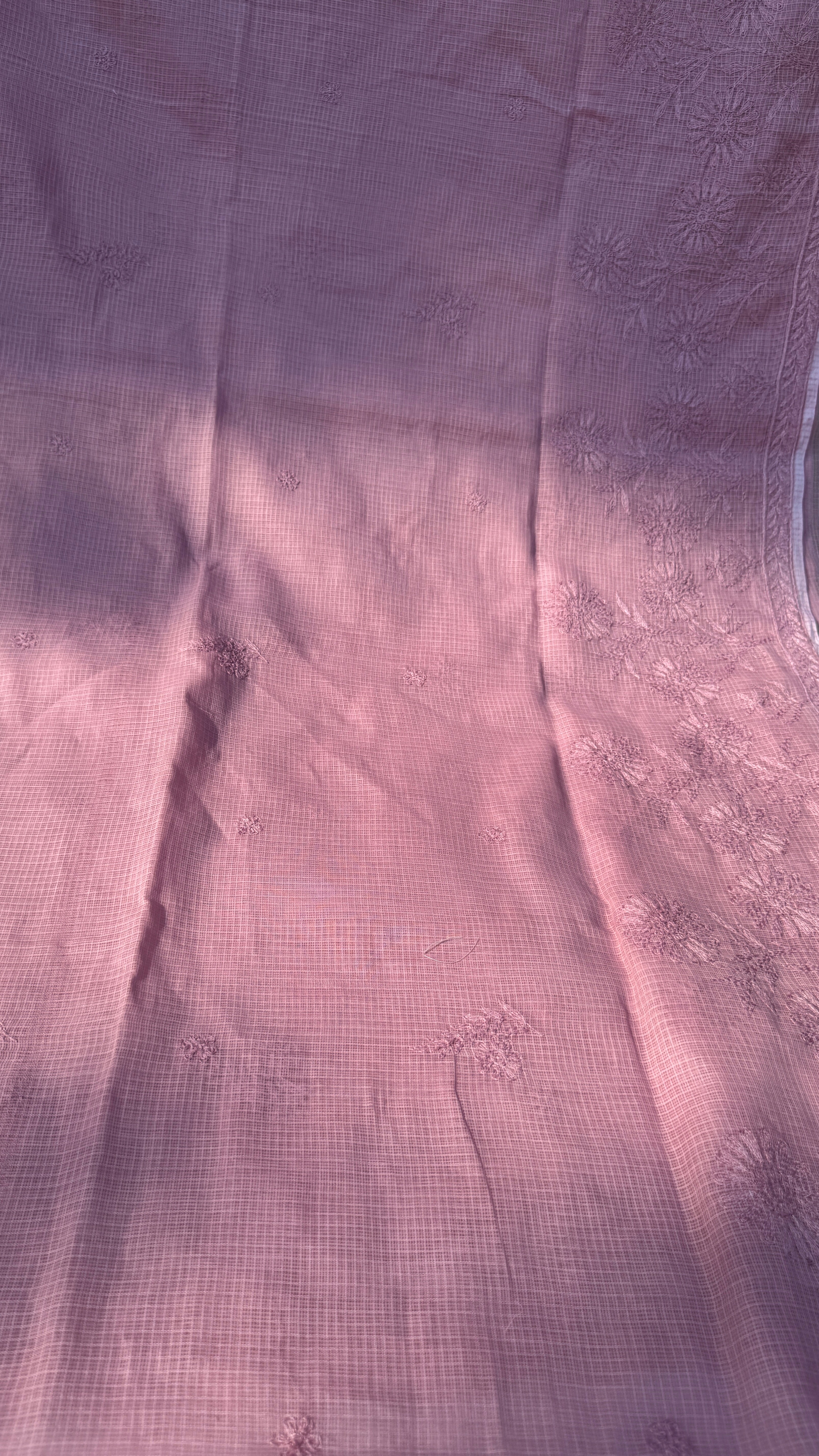 Kota Chikankari saree in Rose Pink