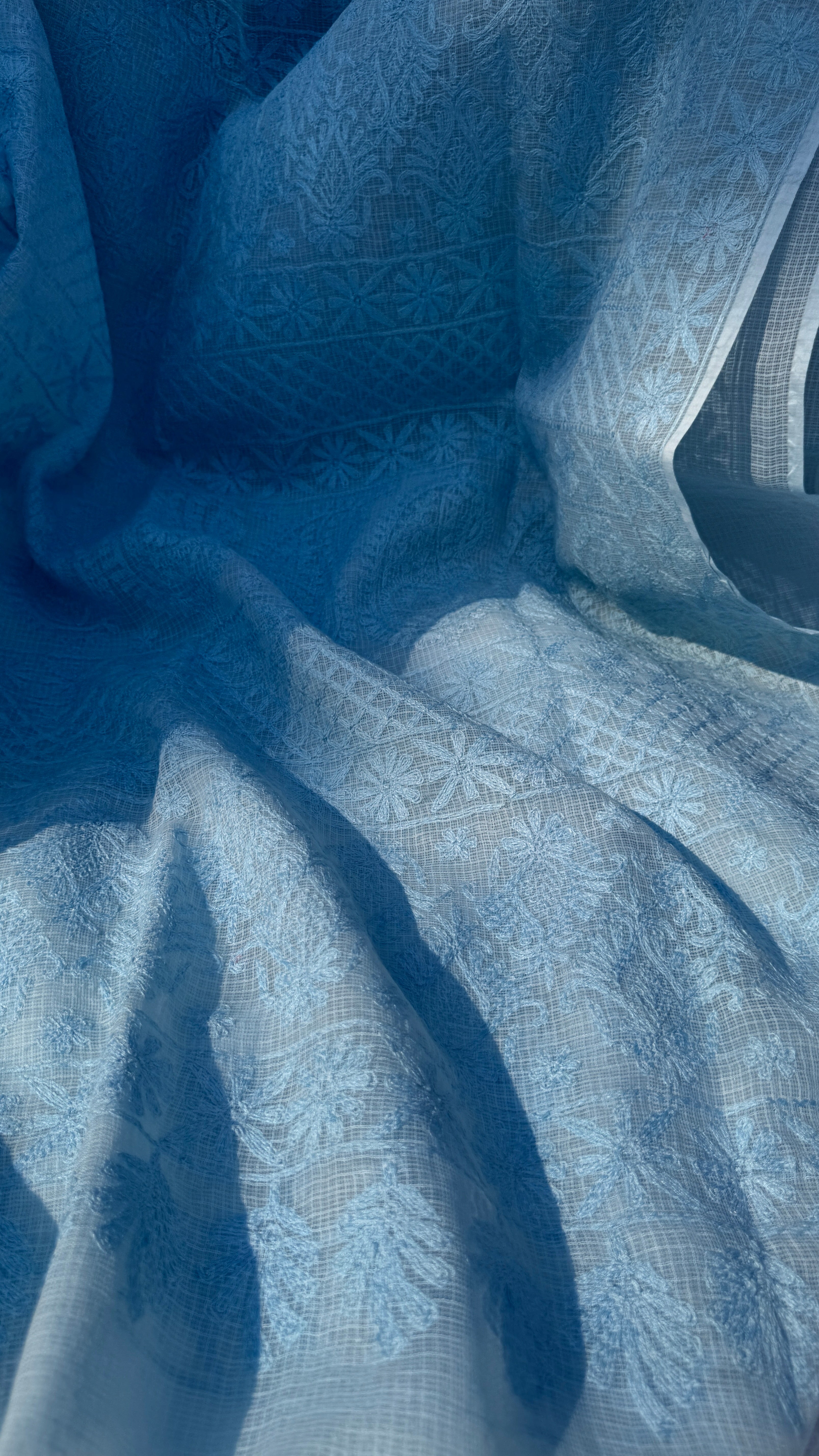Kota Chikankari saree in Blue