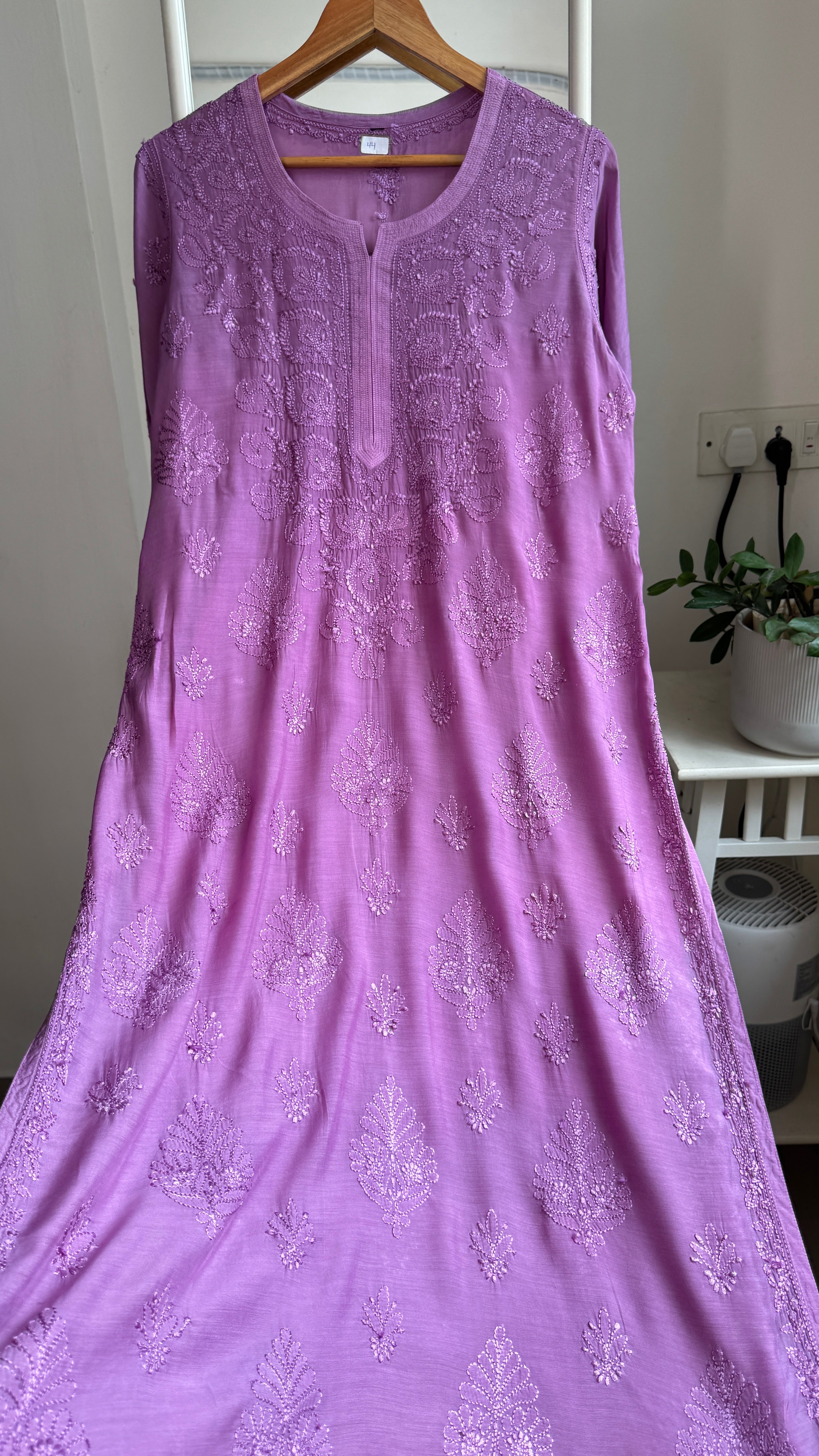 Muslin Chikankari Kurti - Light Purple - BERRY Collection