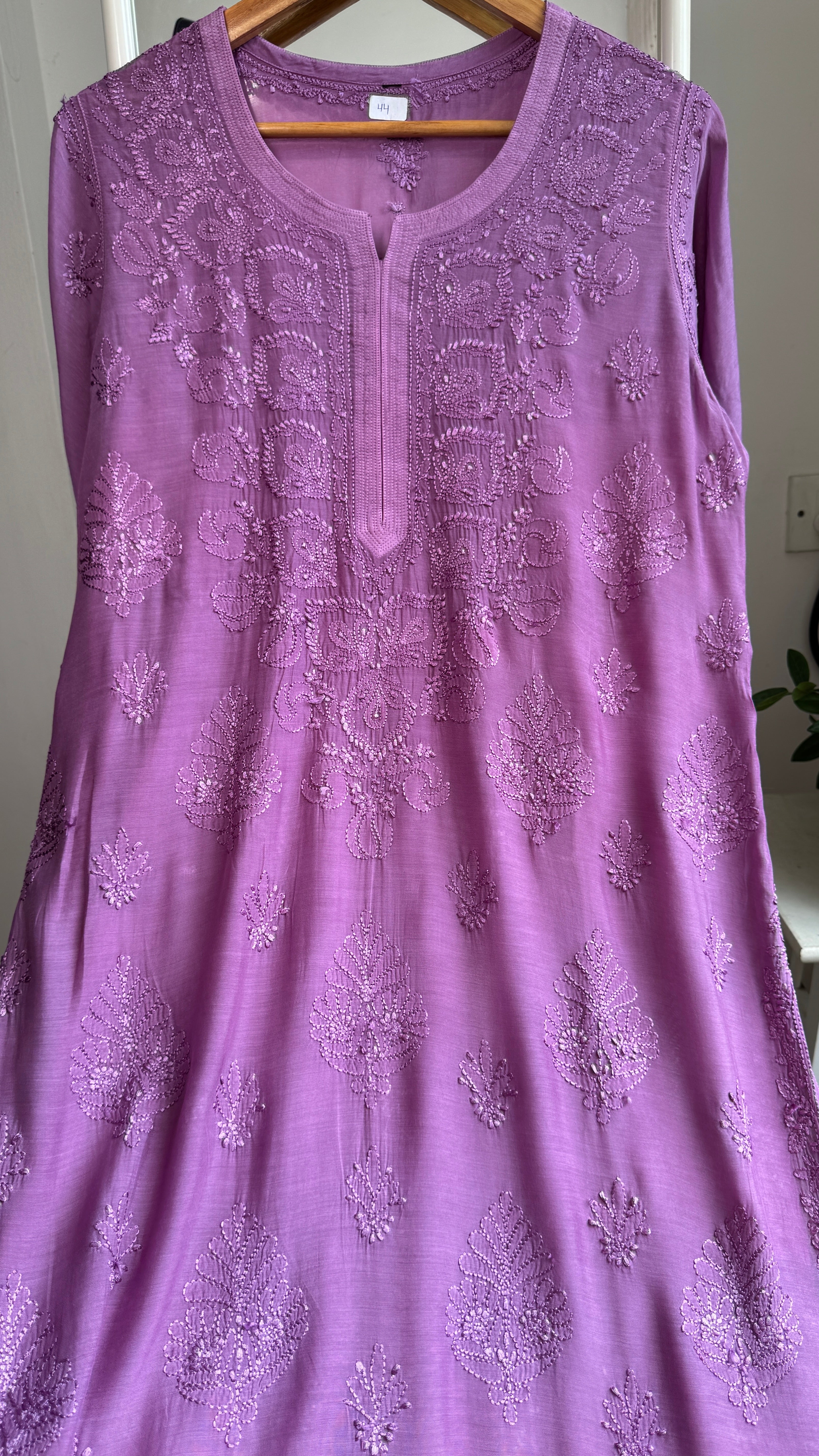 Muslin Chikankari Kurti - Light Purple - BERRY Collection