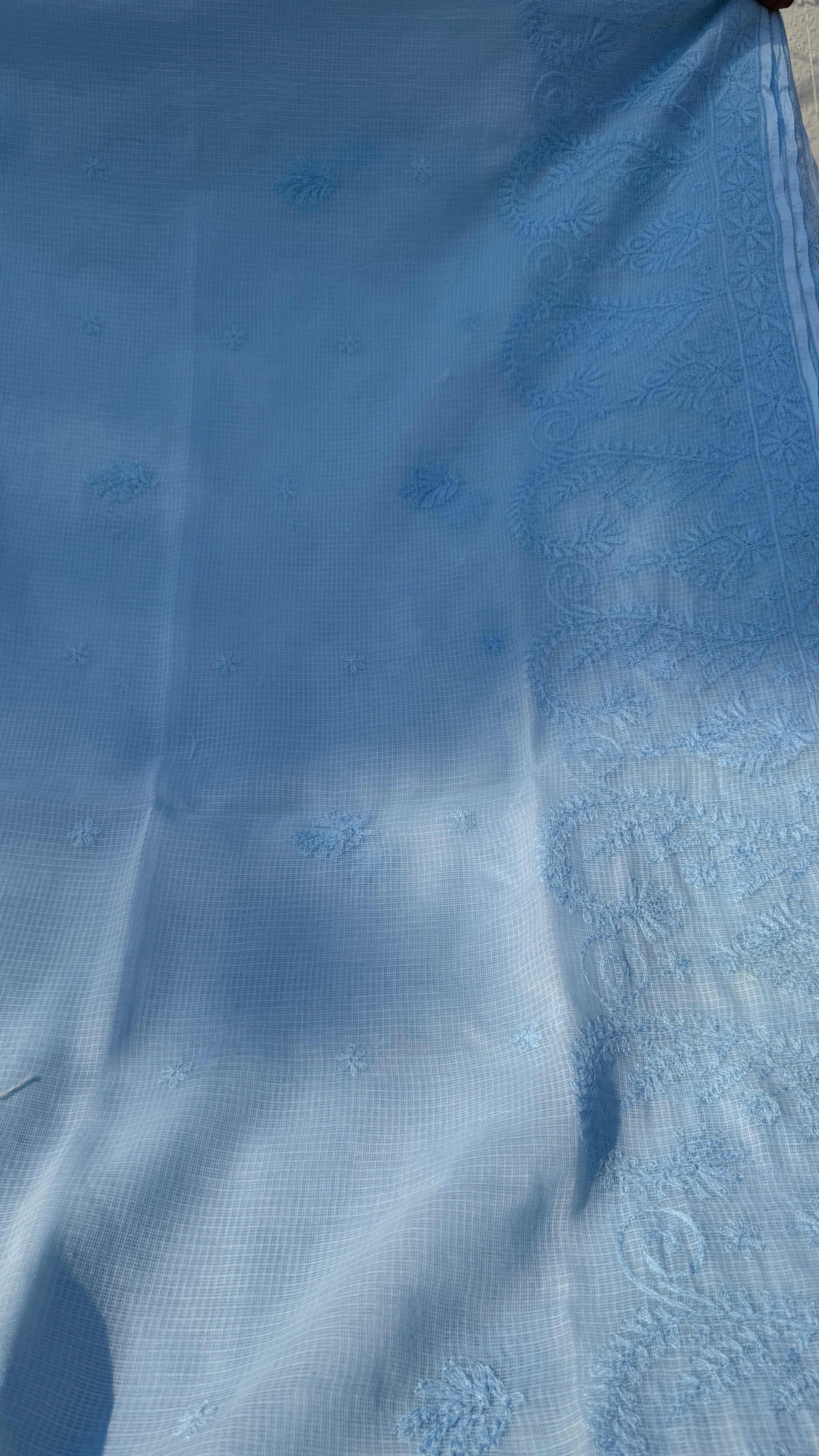 Kota Chikankari saree in Blue