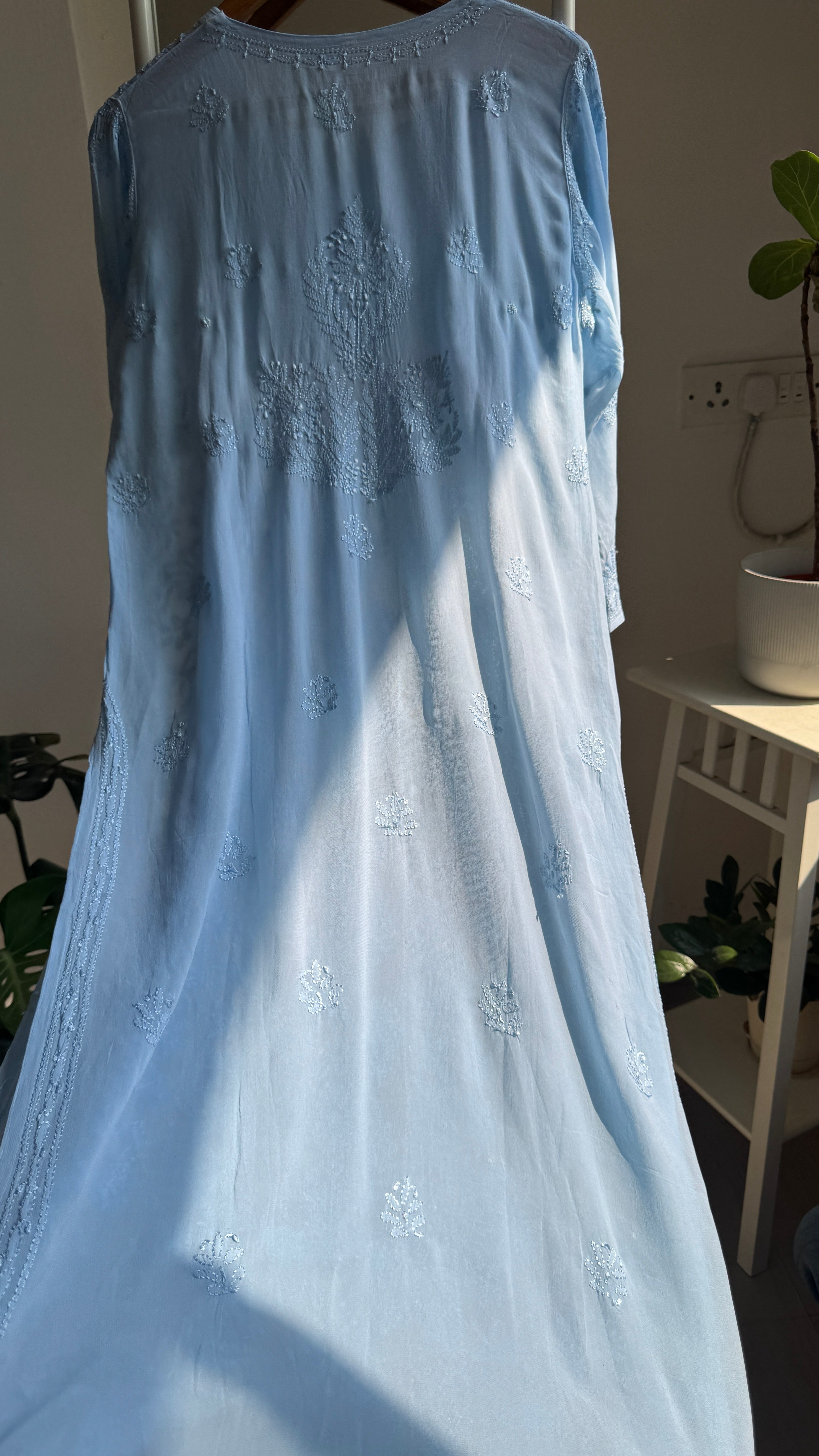 Viscose Chikankari Kurti - Blue