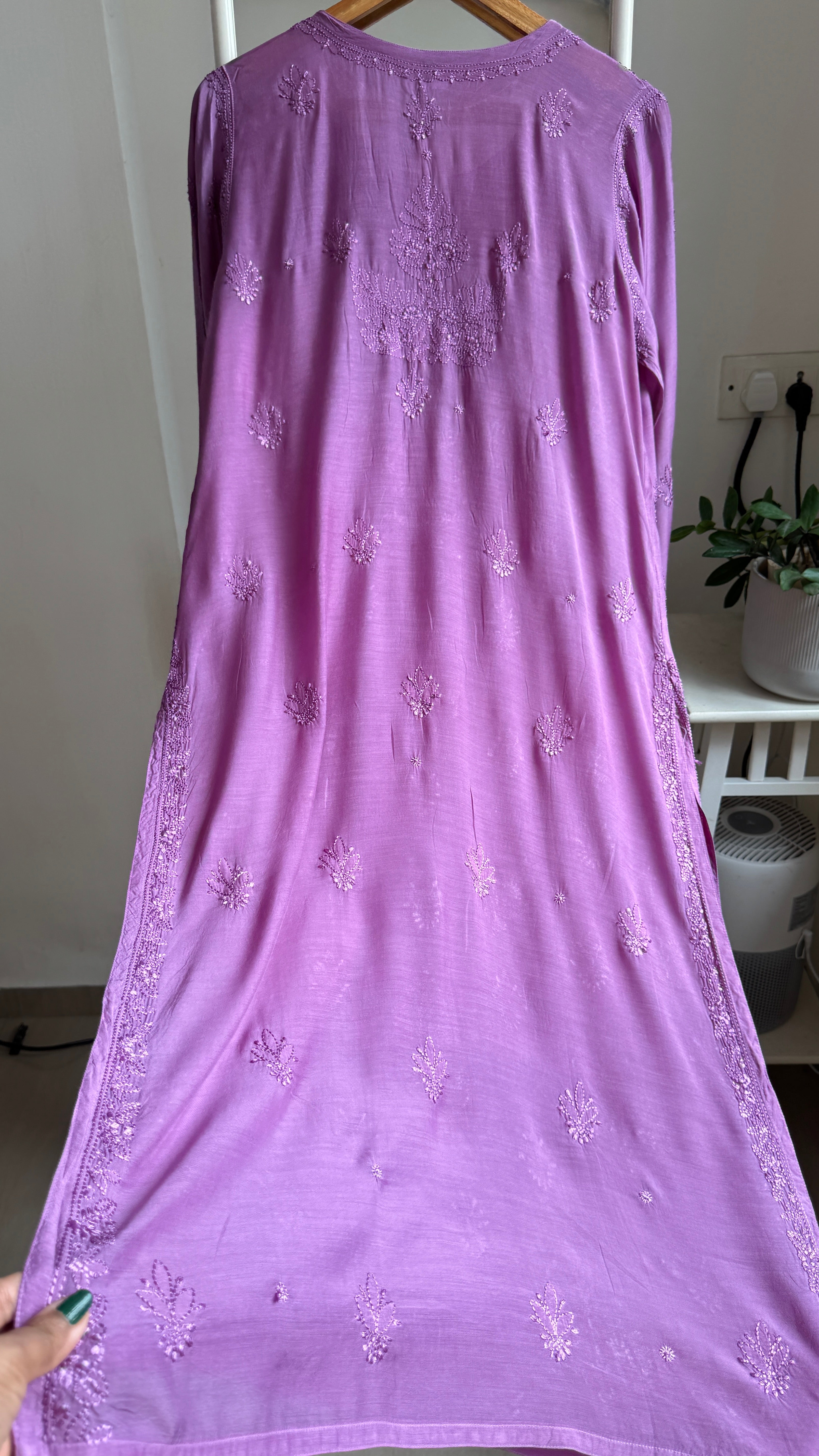 Muslin Chikankari Kurti - Light Purple - BERRY Collection