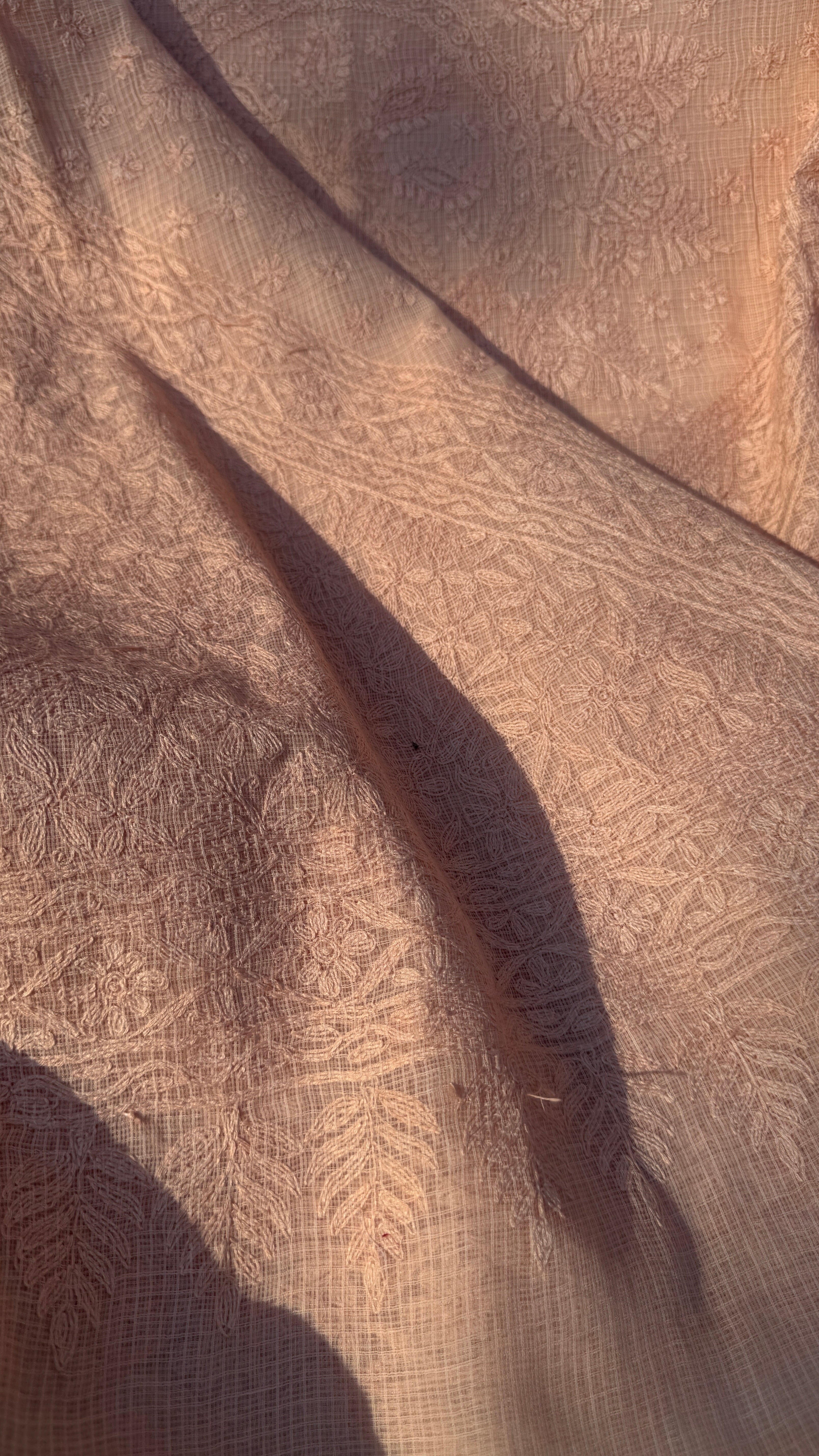 Kota Chikankari saree in Nude Peach