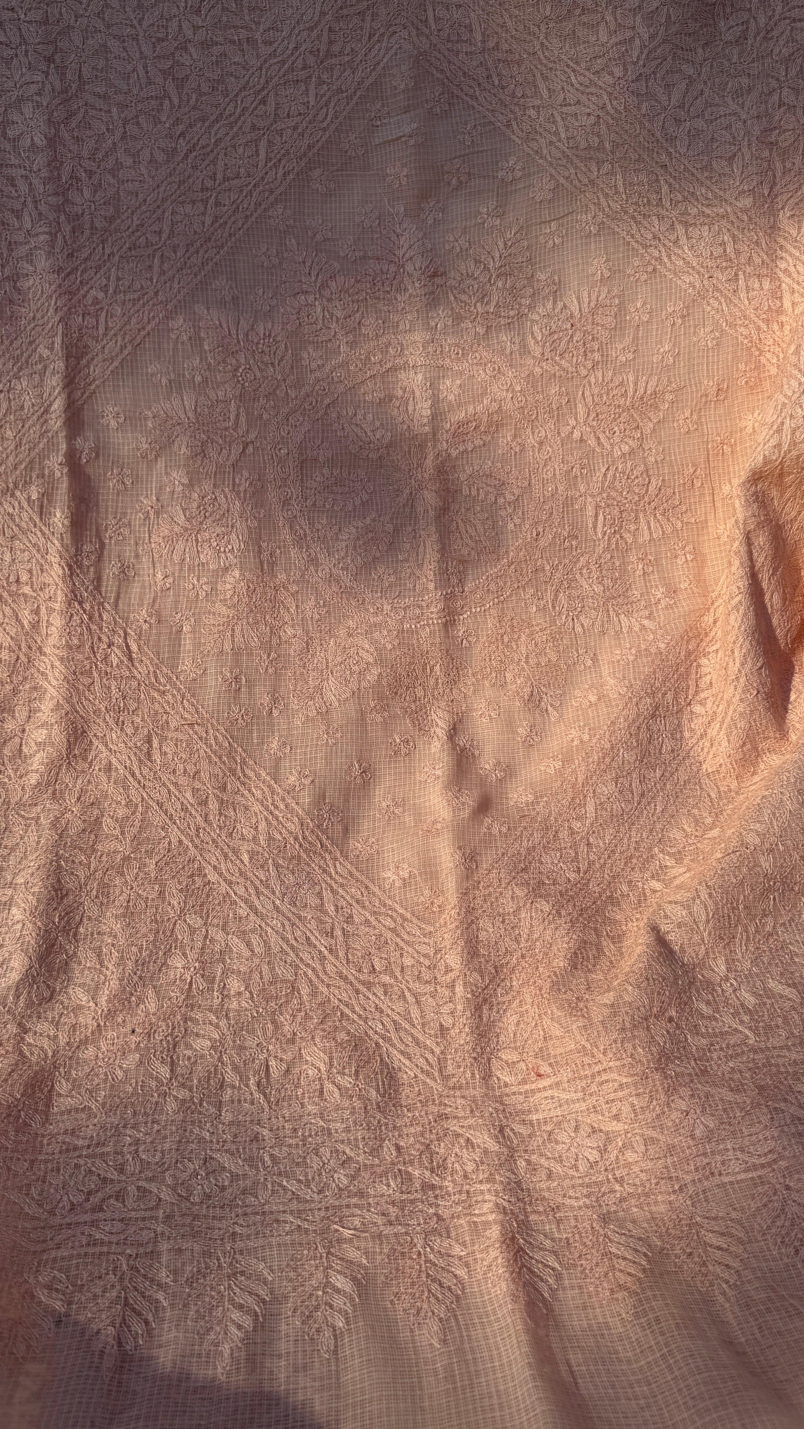 Kota Chikankari saree in Nude Peach