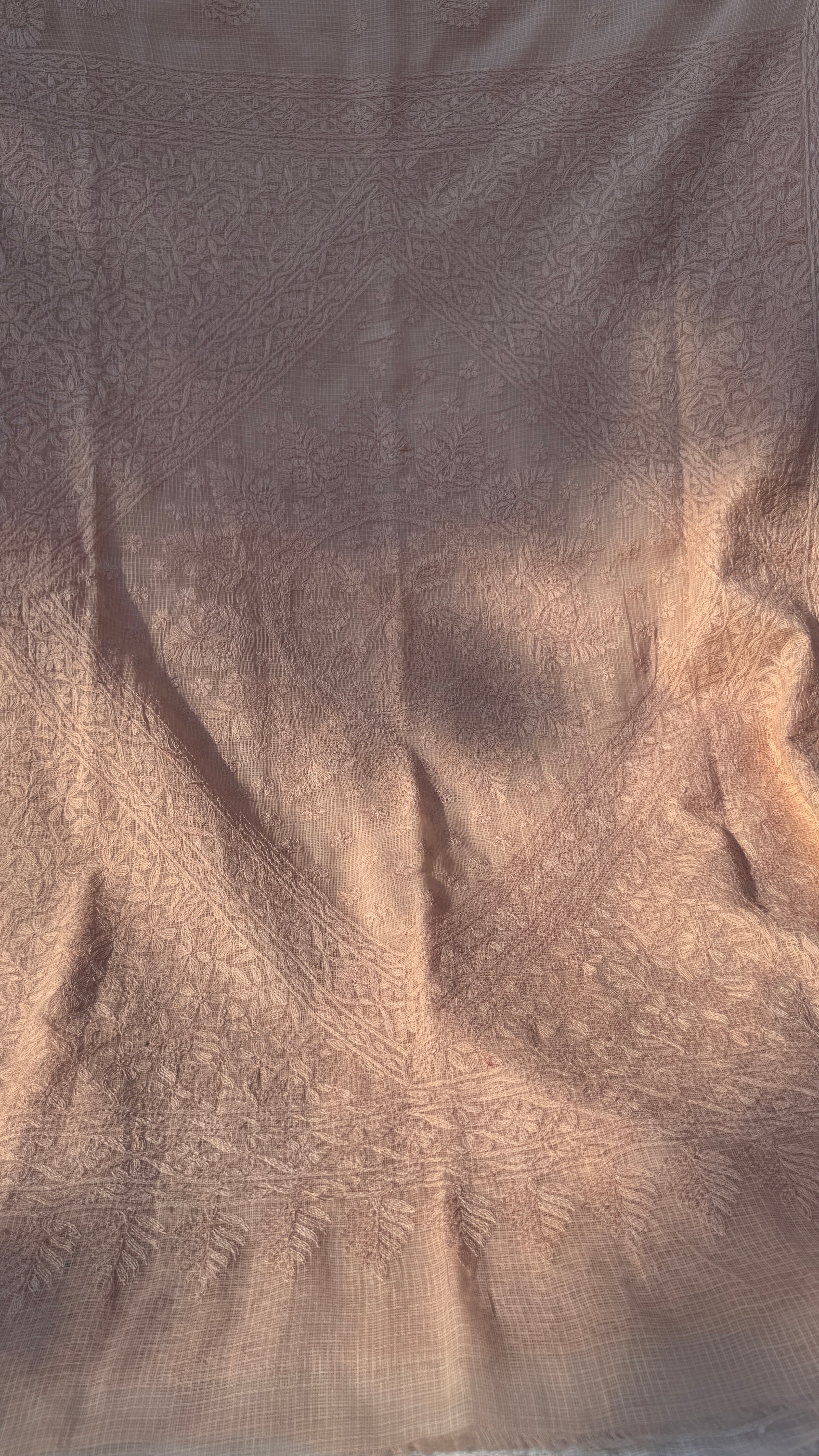 Kota Chikankari saree in Nude Peach
