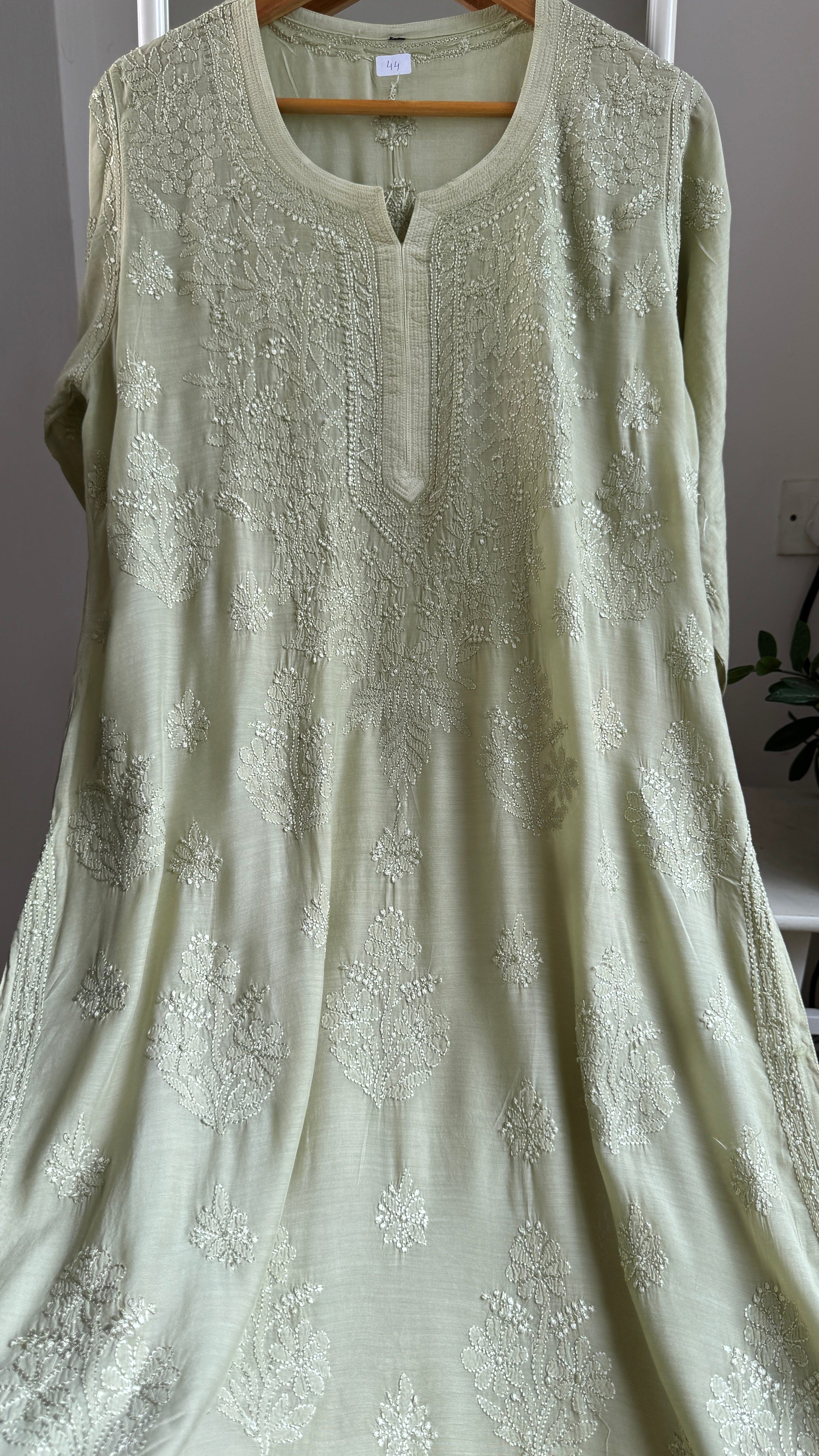 Muslin Chikankari Kurti - Sheen Green - BERRY Collection