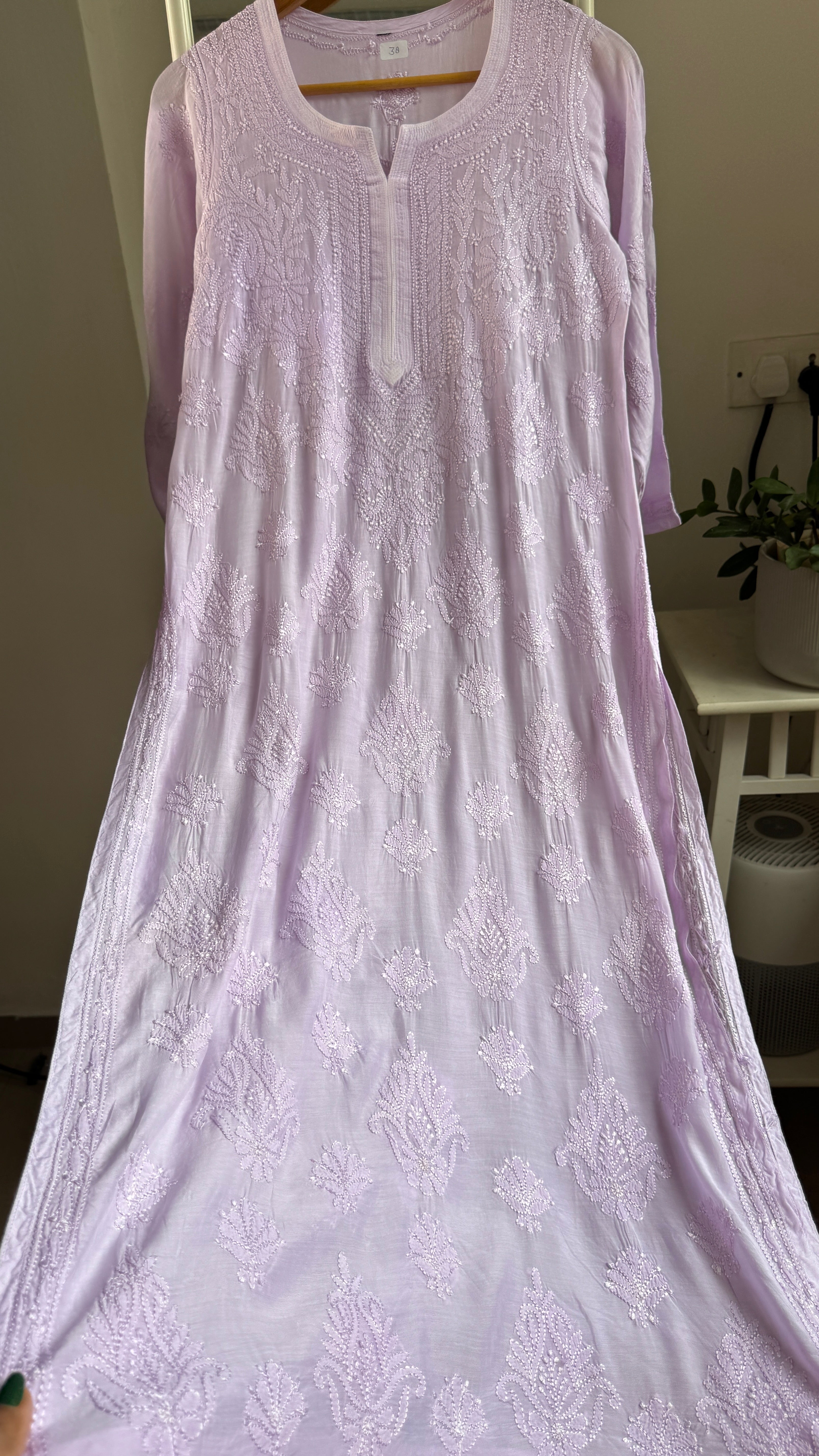 Muslin Chikankari Kurti - Lilac - BERRY Collection