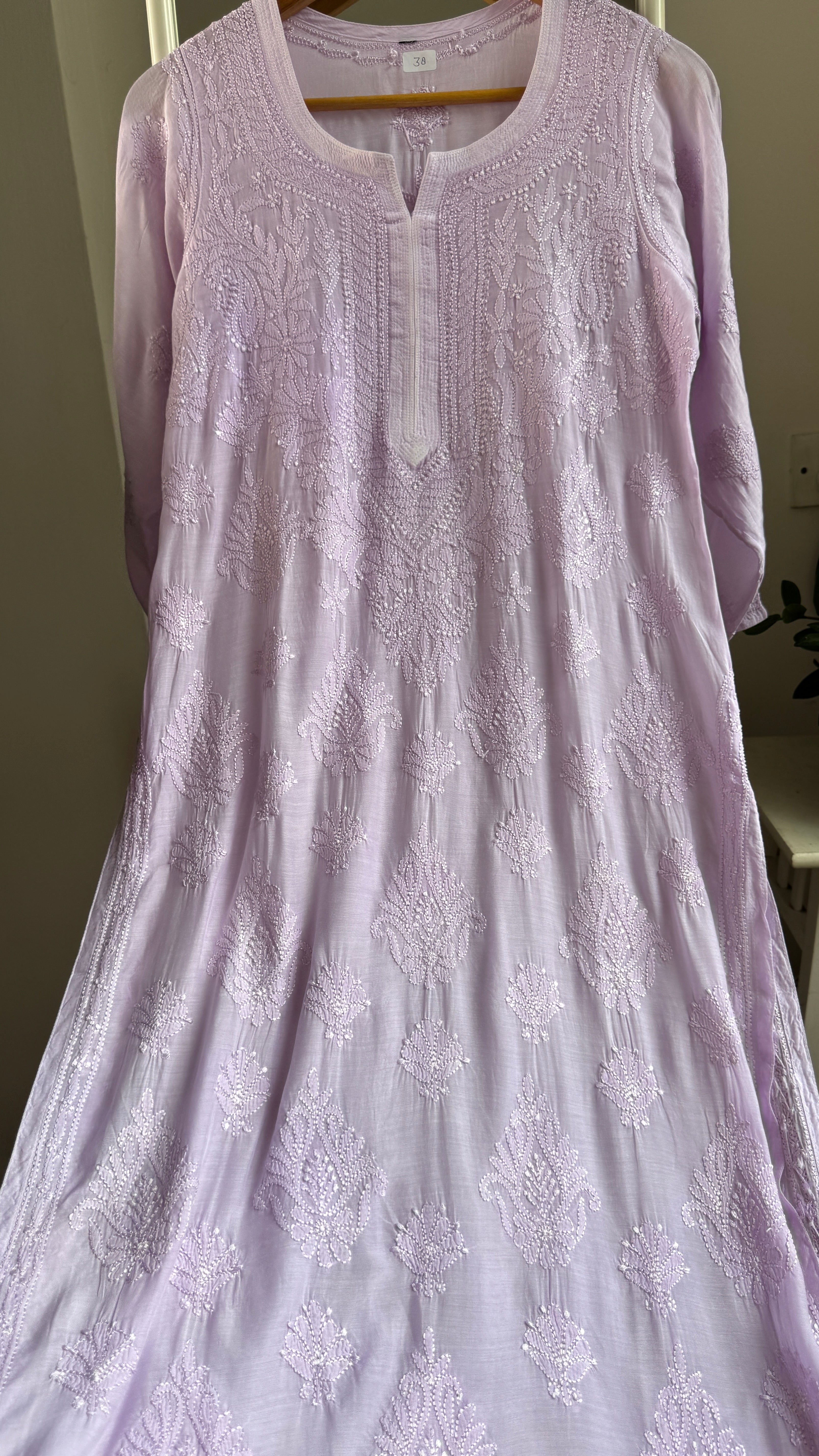 Muslin Chikankari Kurti - Lilac - BERRY Collection