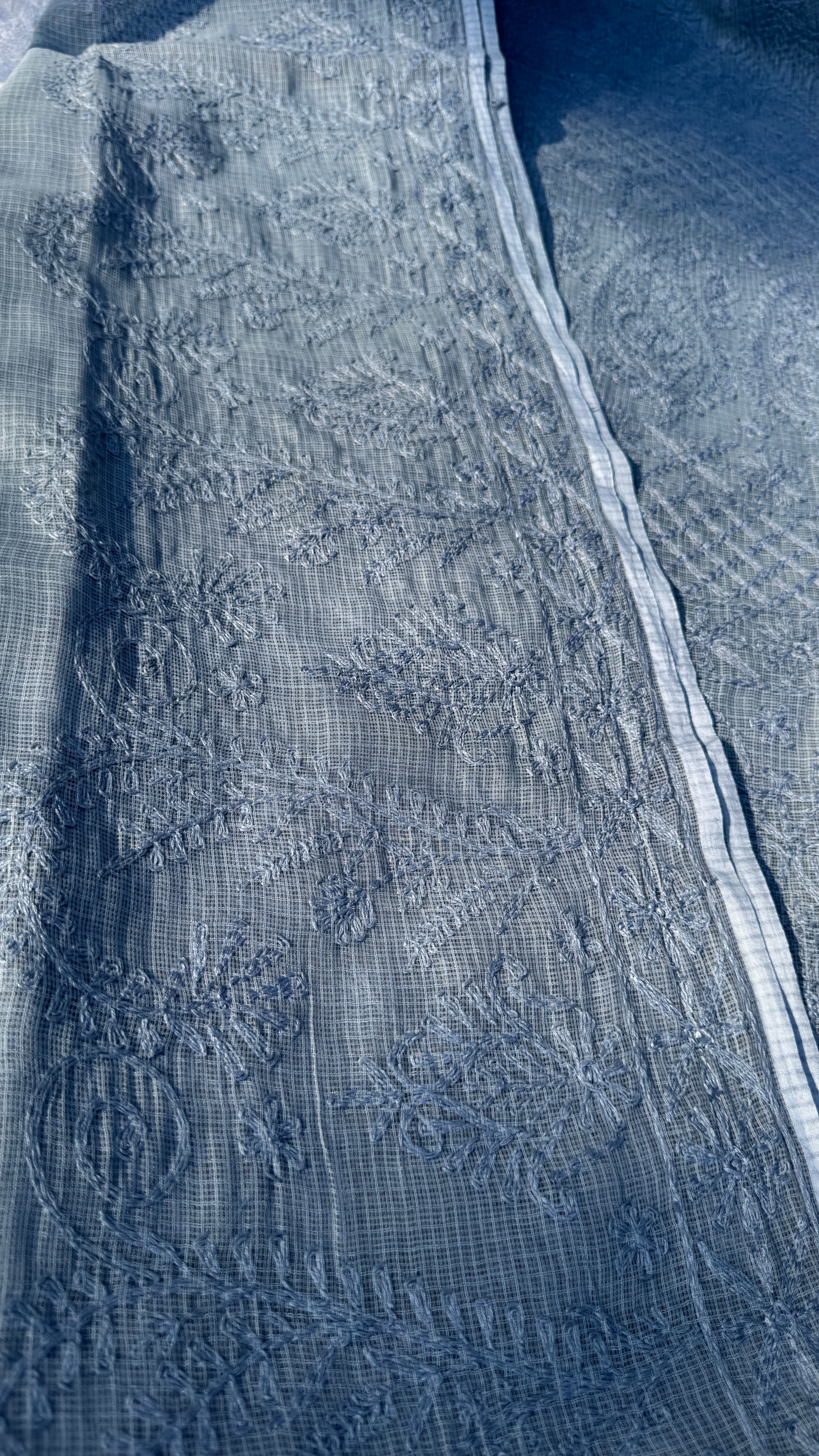 Kota Chikankari saree in Grey