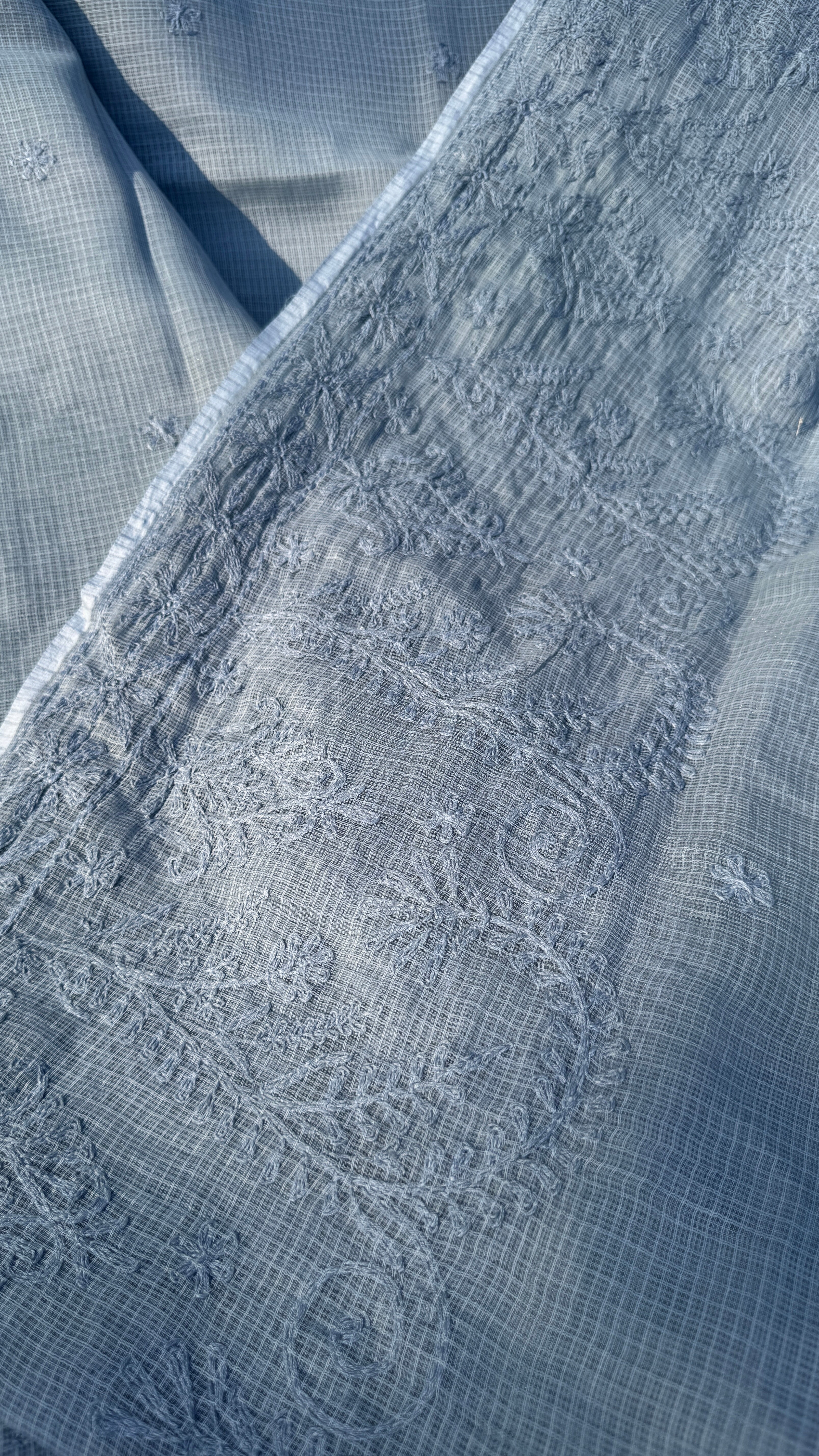 Kota Chikankari saree in Grey