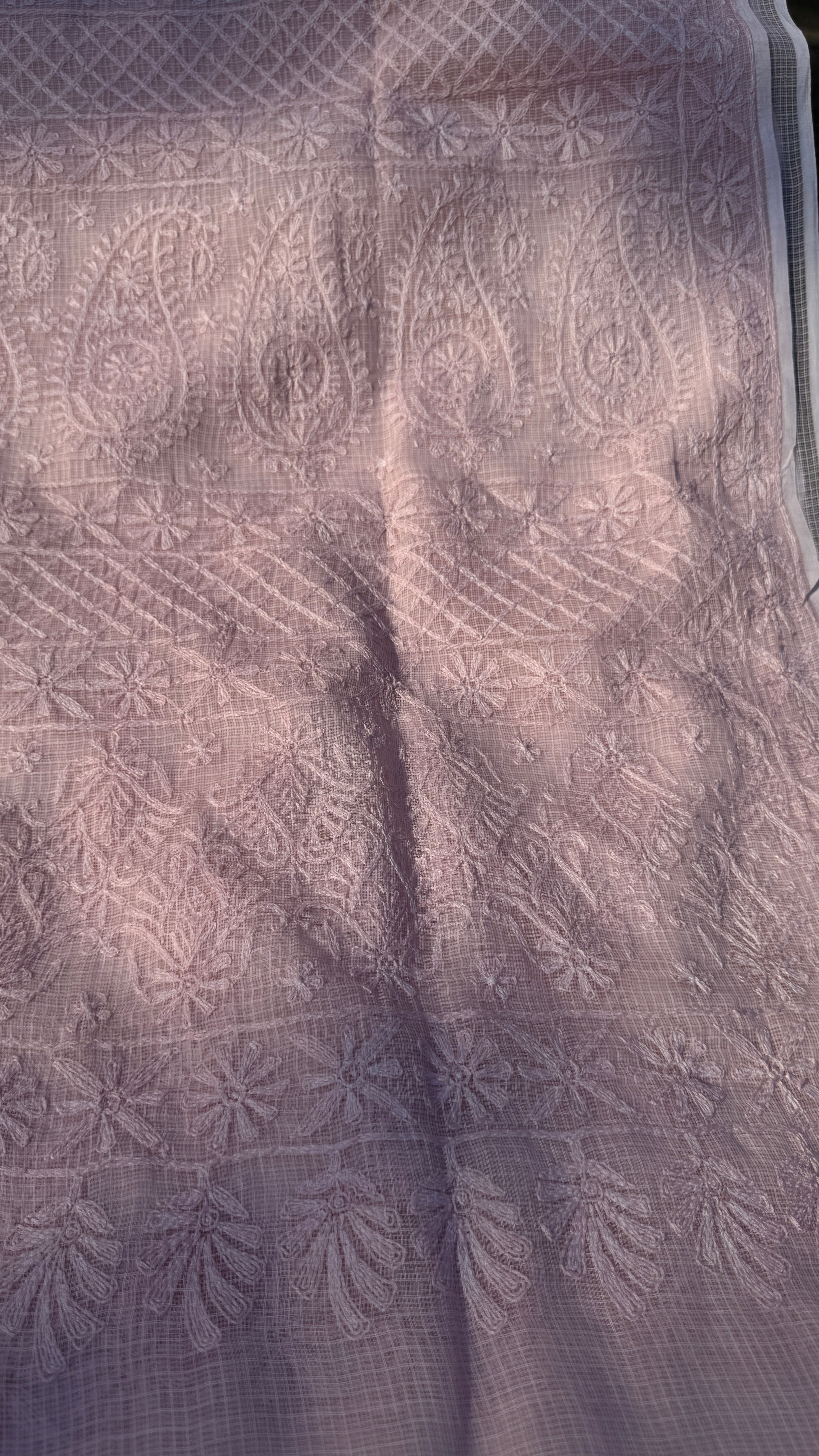 Kota Chikankari saree in Pale Pink