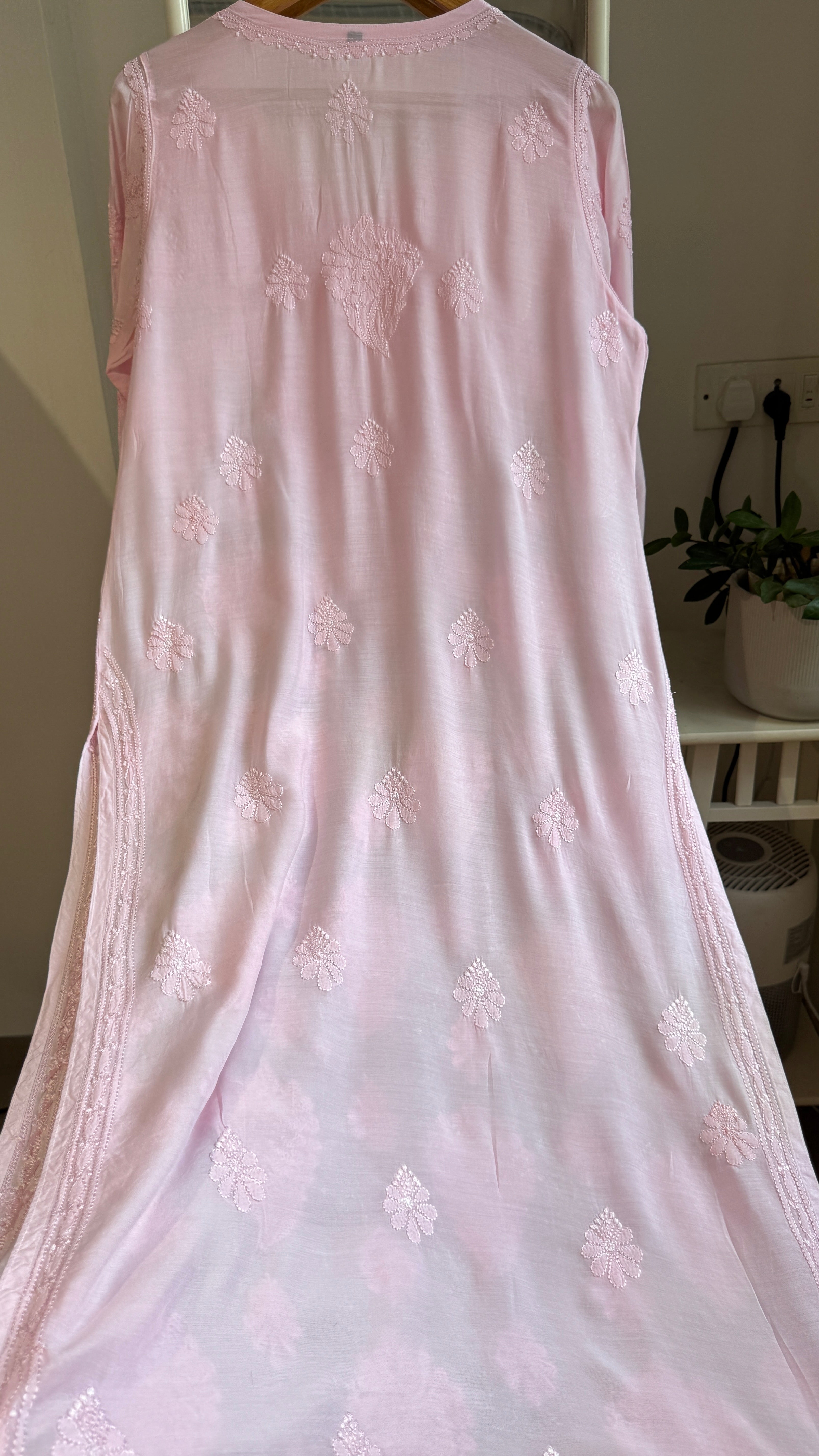 Muslin Chikankari Kurti - Pink - BERRY Collection