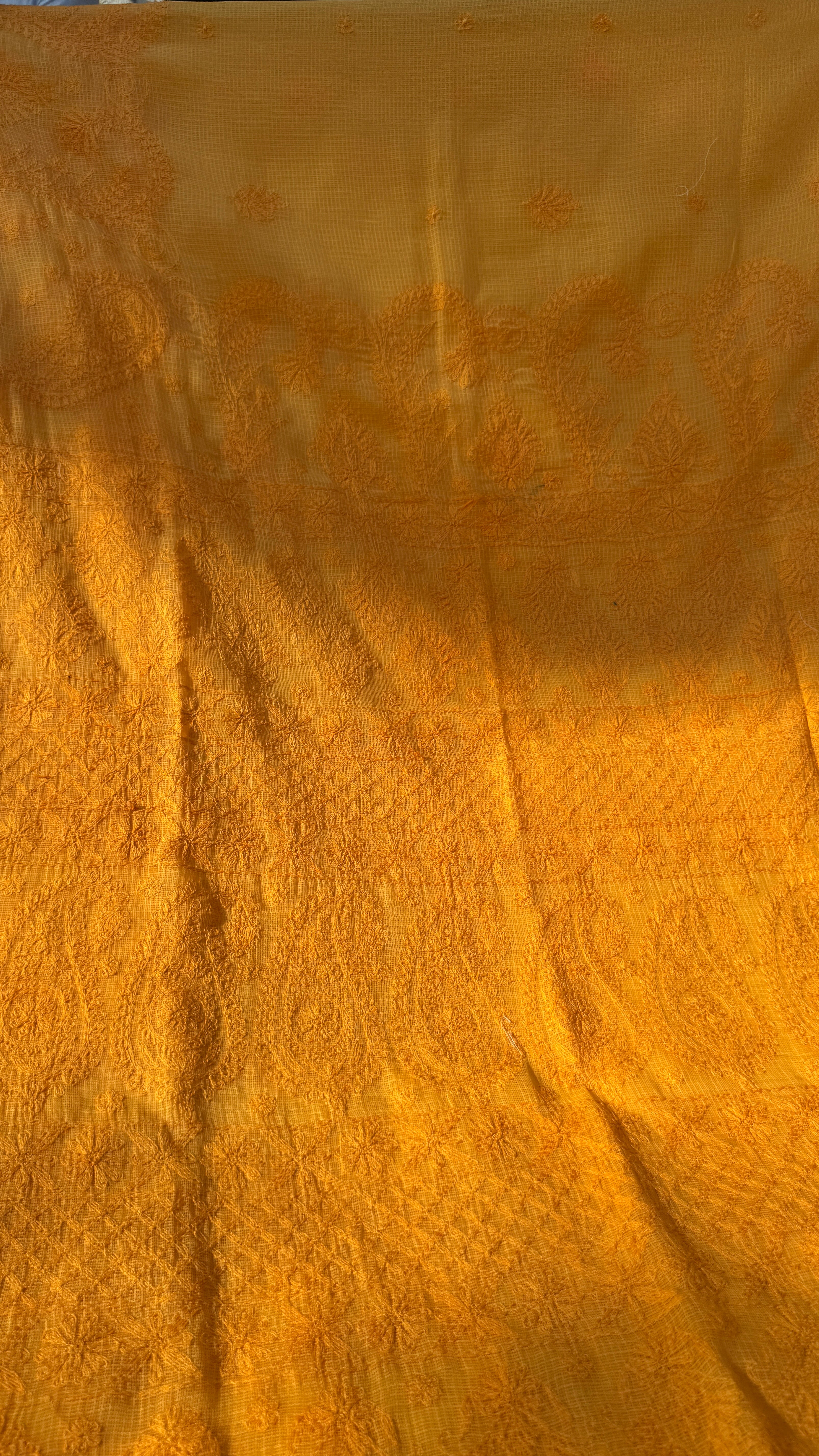 Kota Chikankari saree in Orange