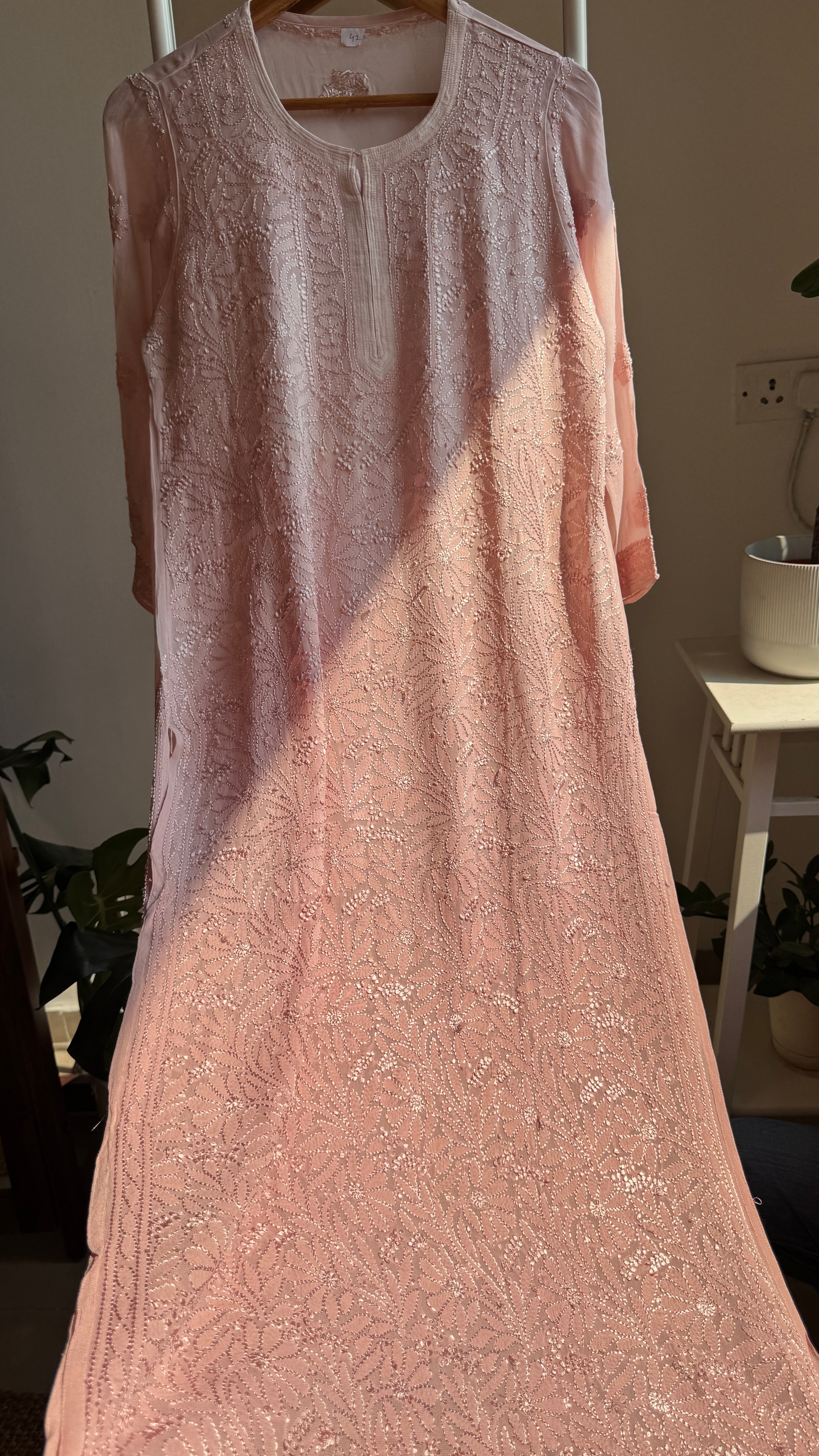 Viscose Kurti - Pale Pink Ombre