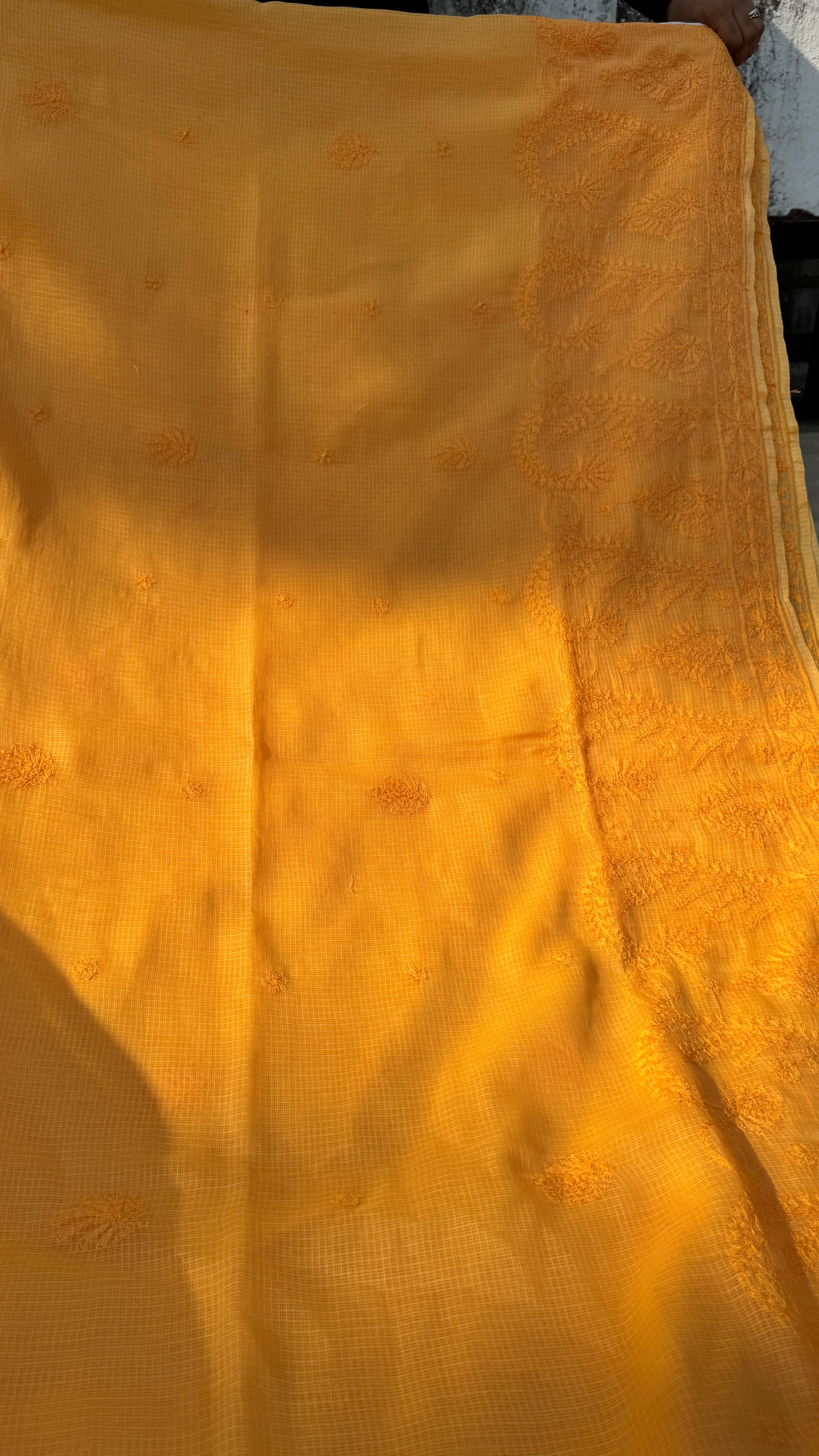 Kota Chikankari saree in Orange