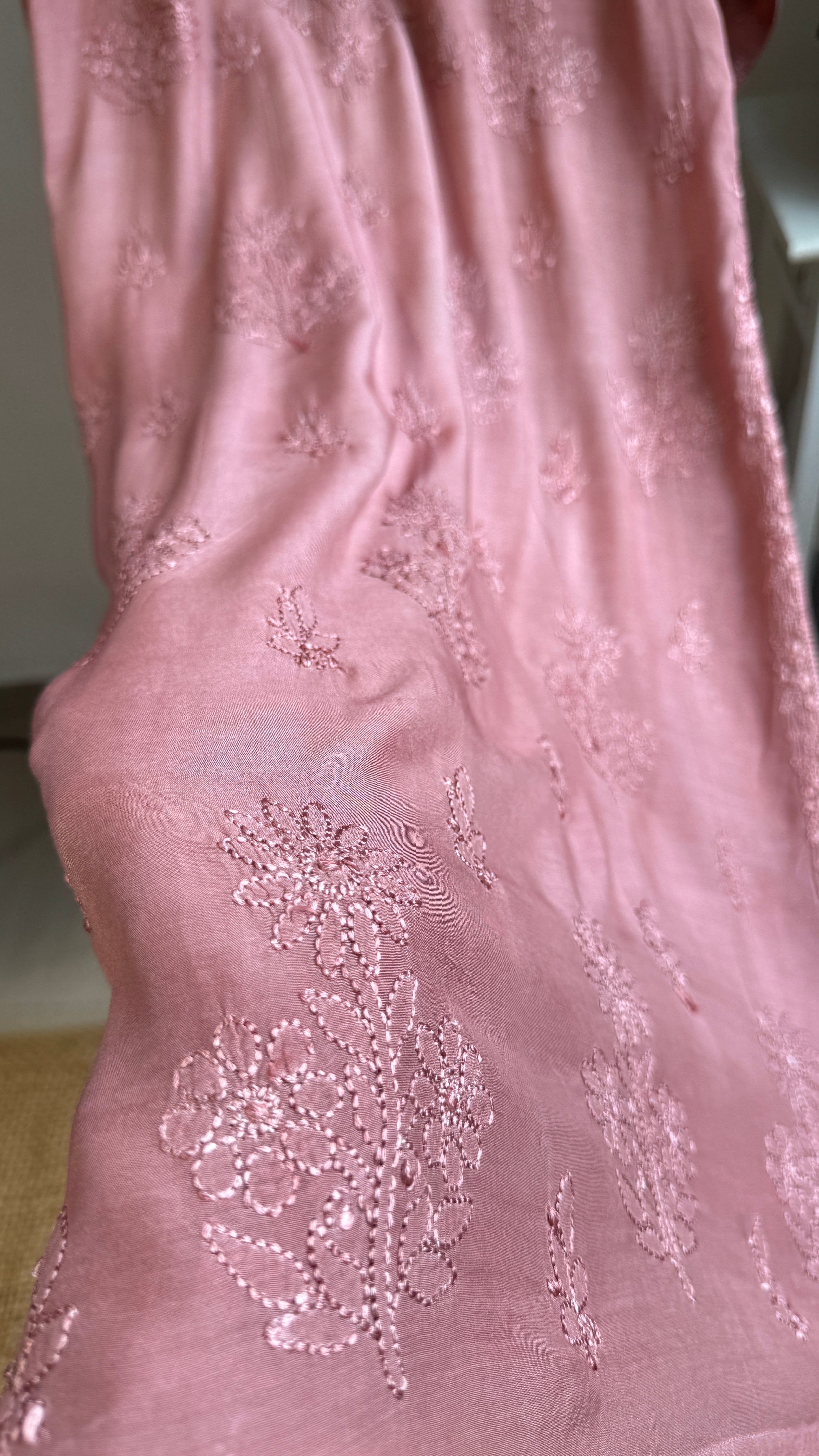 Muslin Chikankari Kurti - Rosewood - BERRY Collection