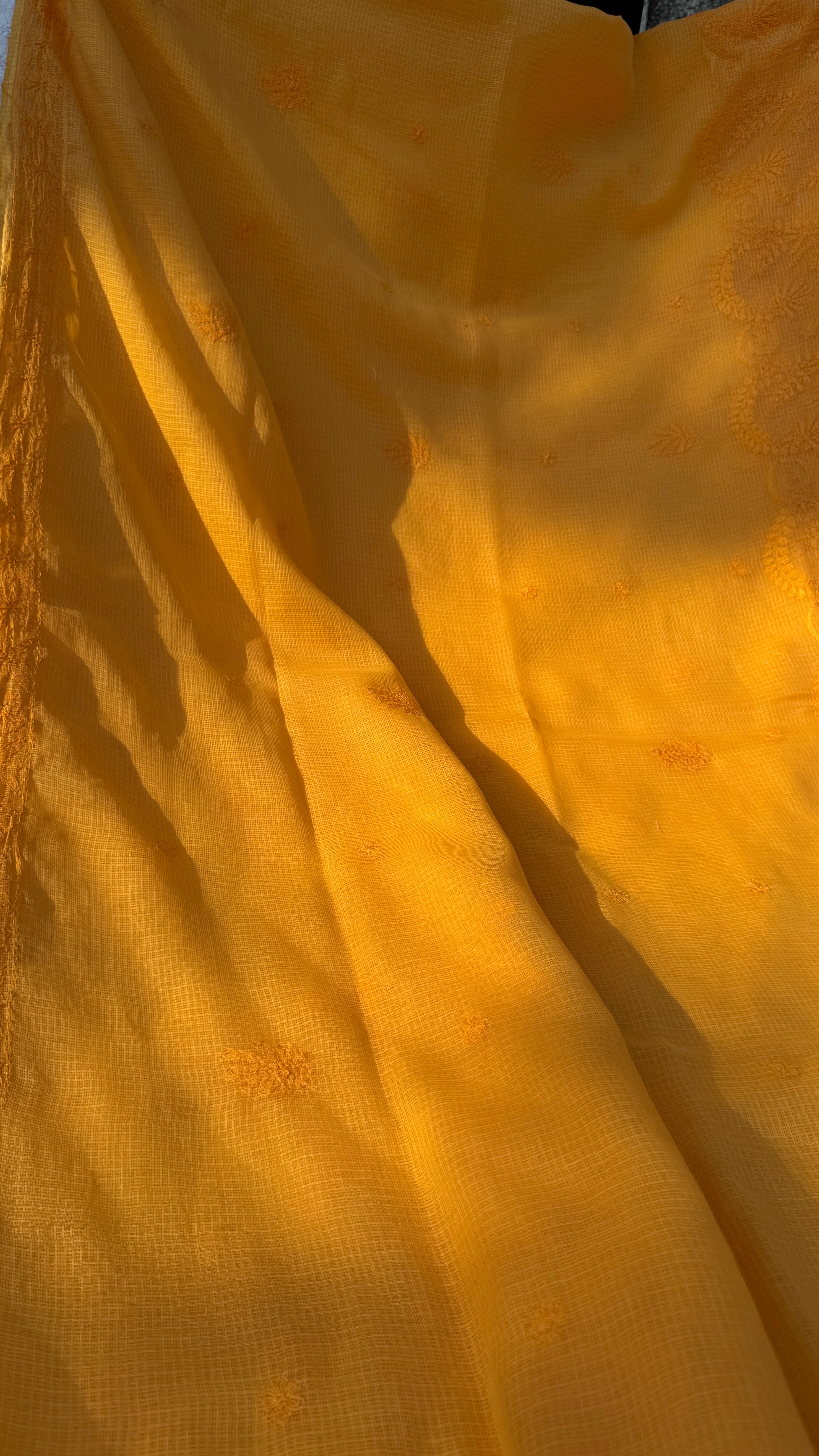 Kota Chikankari saree in Orange
