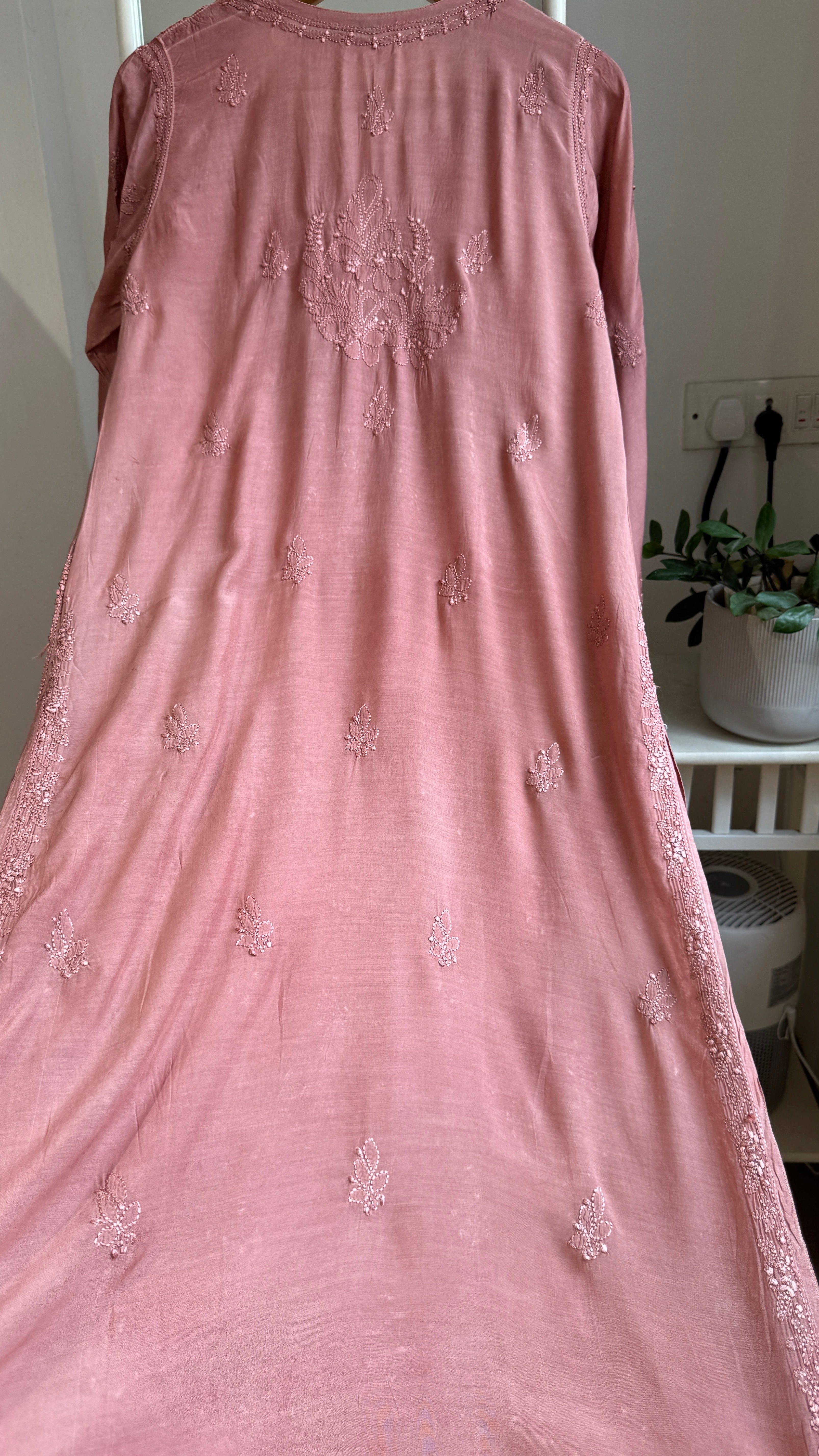 Muslin Chikankari Kurti - Rosewood - BERRY Collection