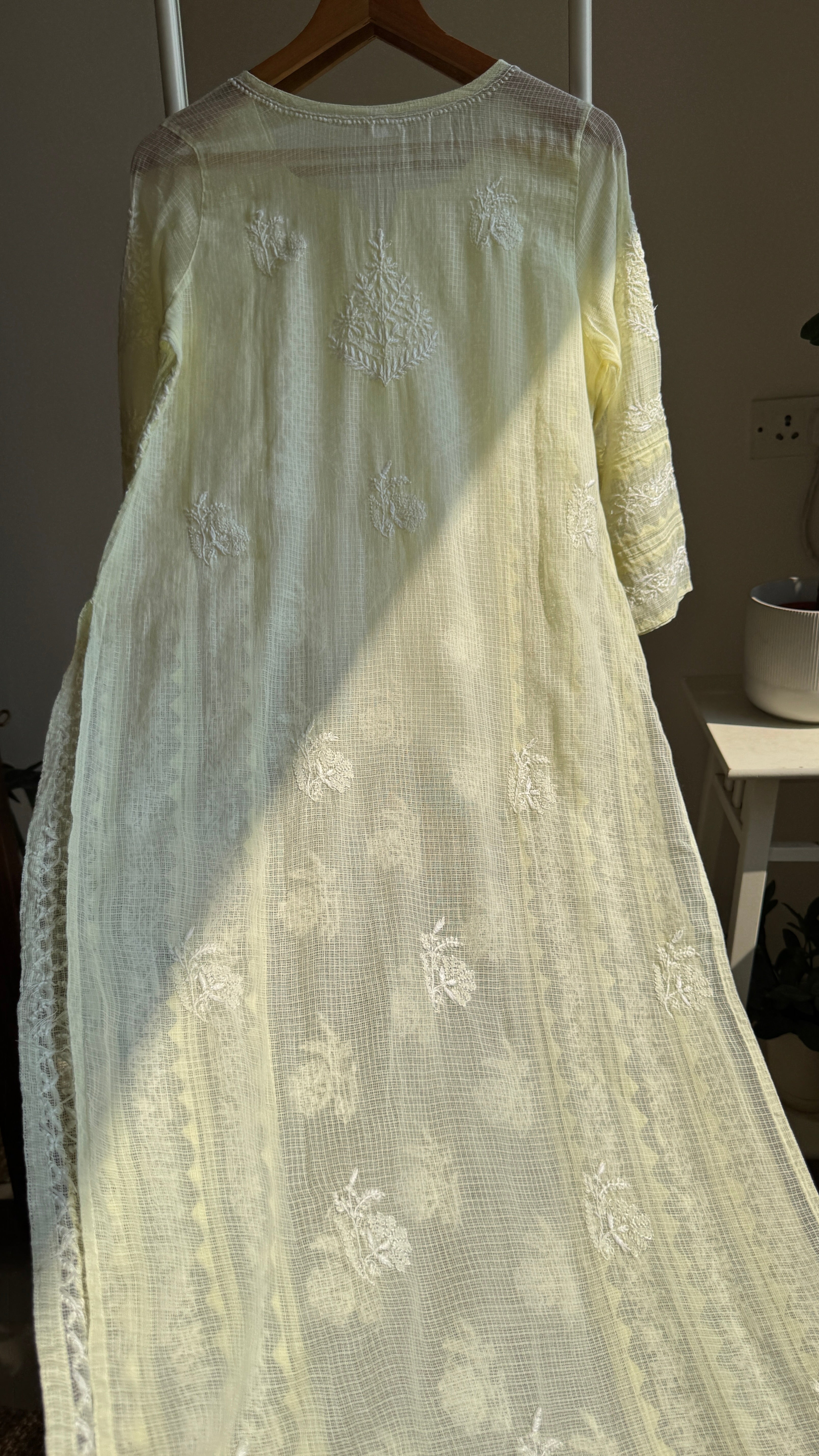 Kota Soft Cotton Chikankari Kurti - Lemon Yellow - TARA Collection