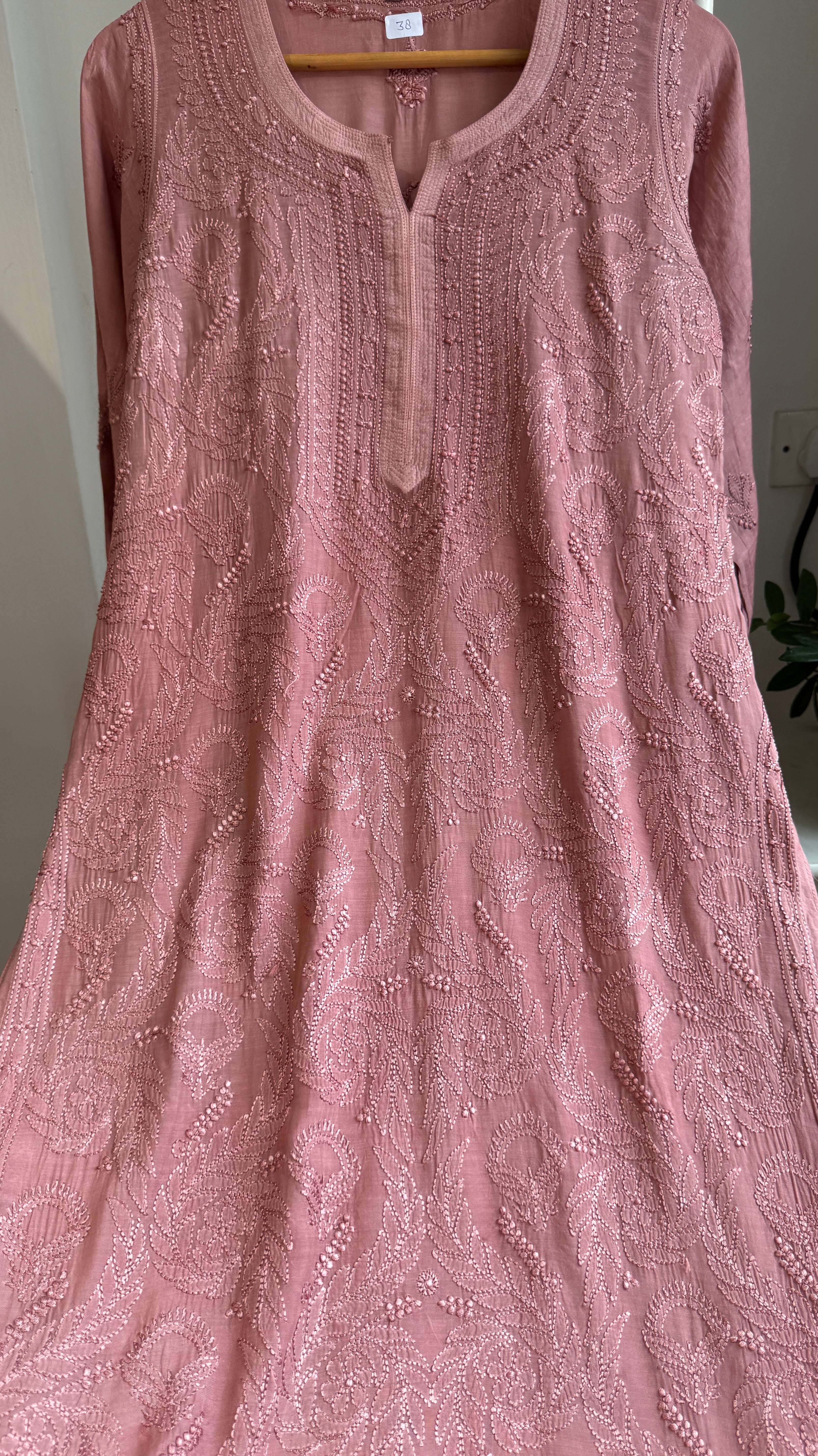 Muslin Chikankari Kurti - Rosewood - BERRY Collection