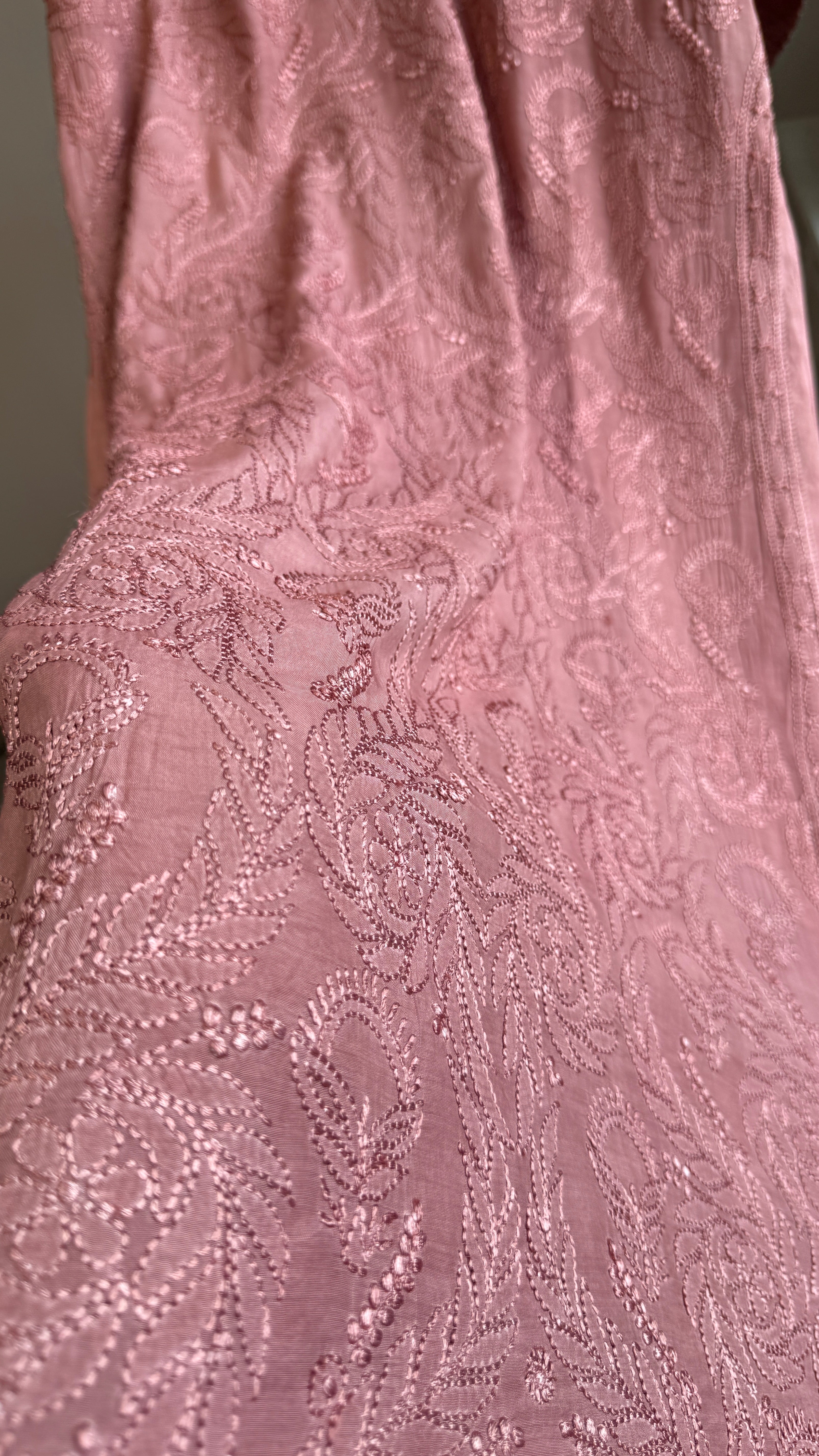 Muslin Chikankari Kurti - Rosewood - BERRY Collection