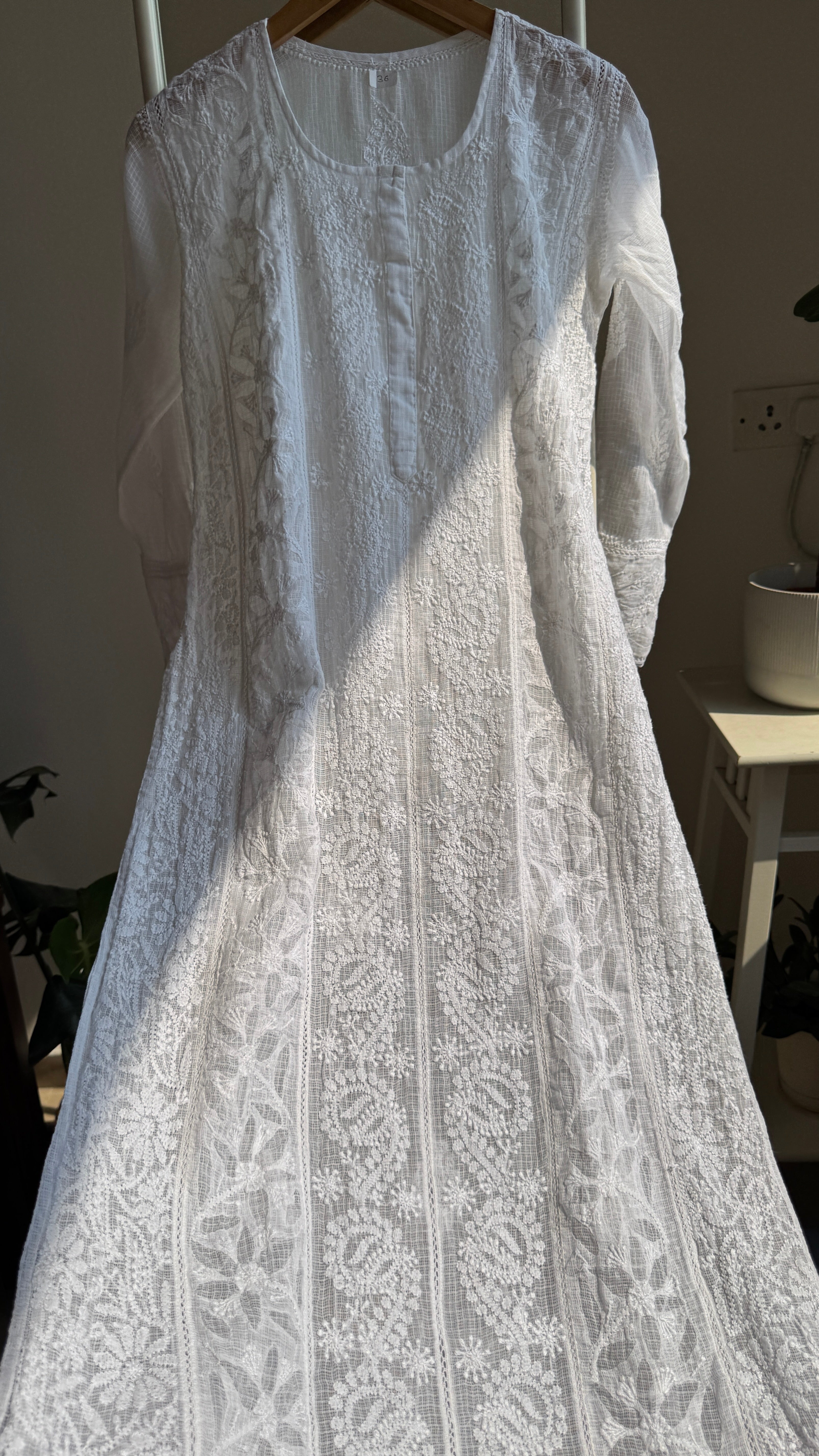 Kota Soft Cotton Chikankari Kurti - White - CHAND Collection