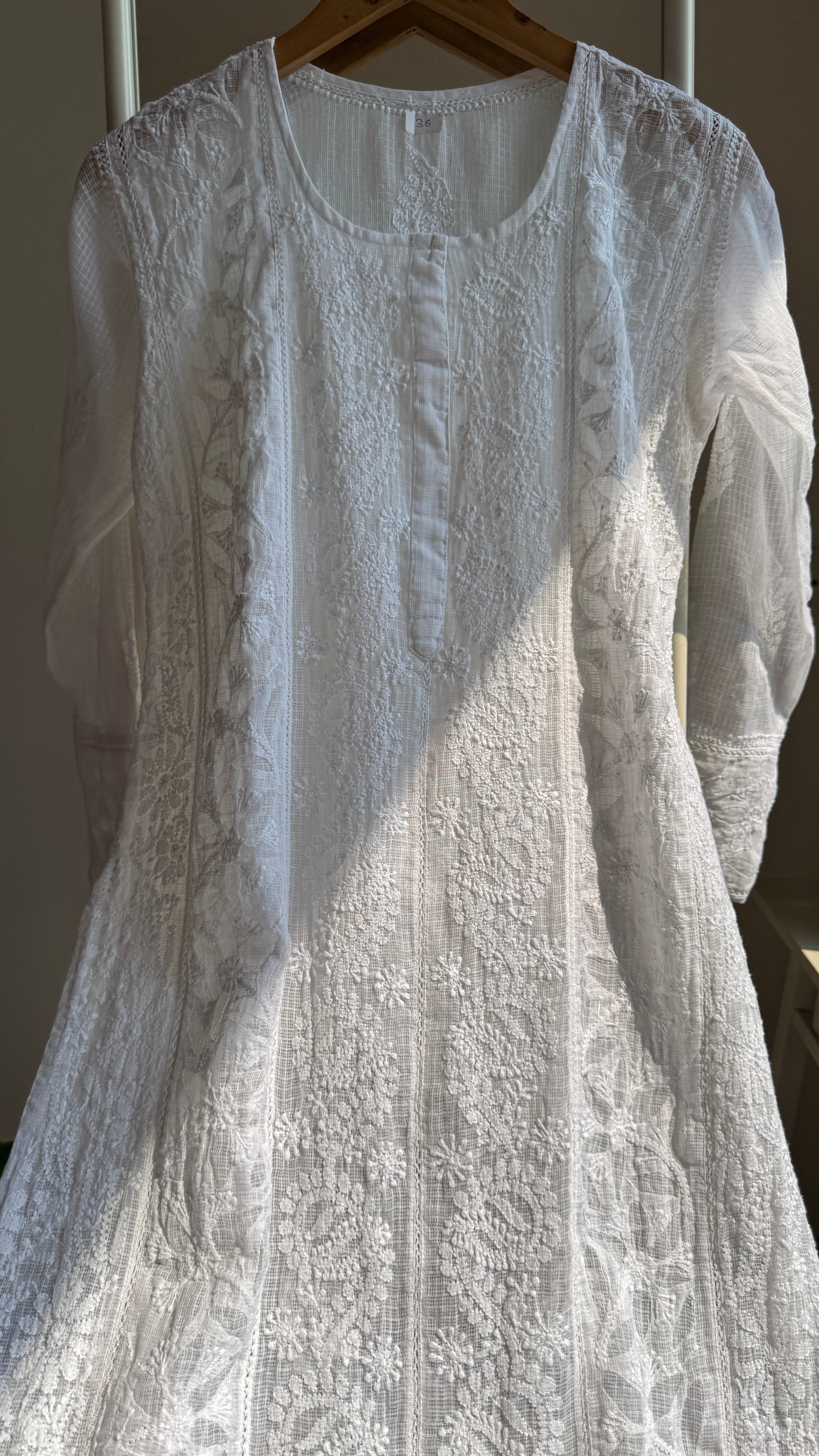 Kota Soft Cotton Chikankari Kurti - White - CHAND Collection