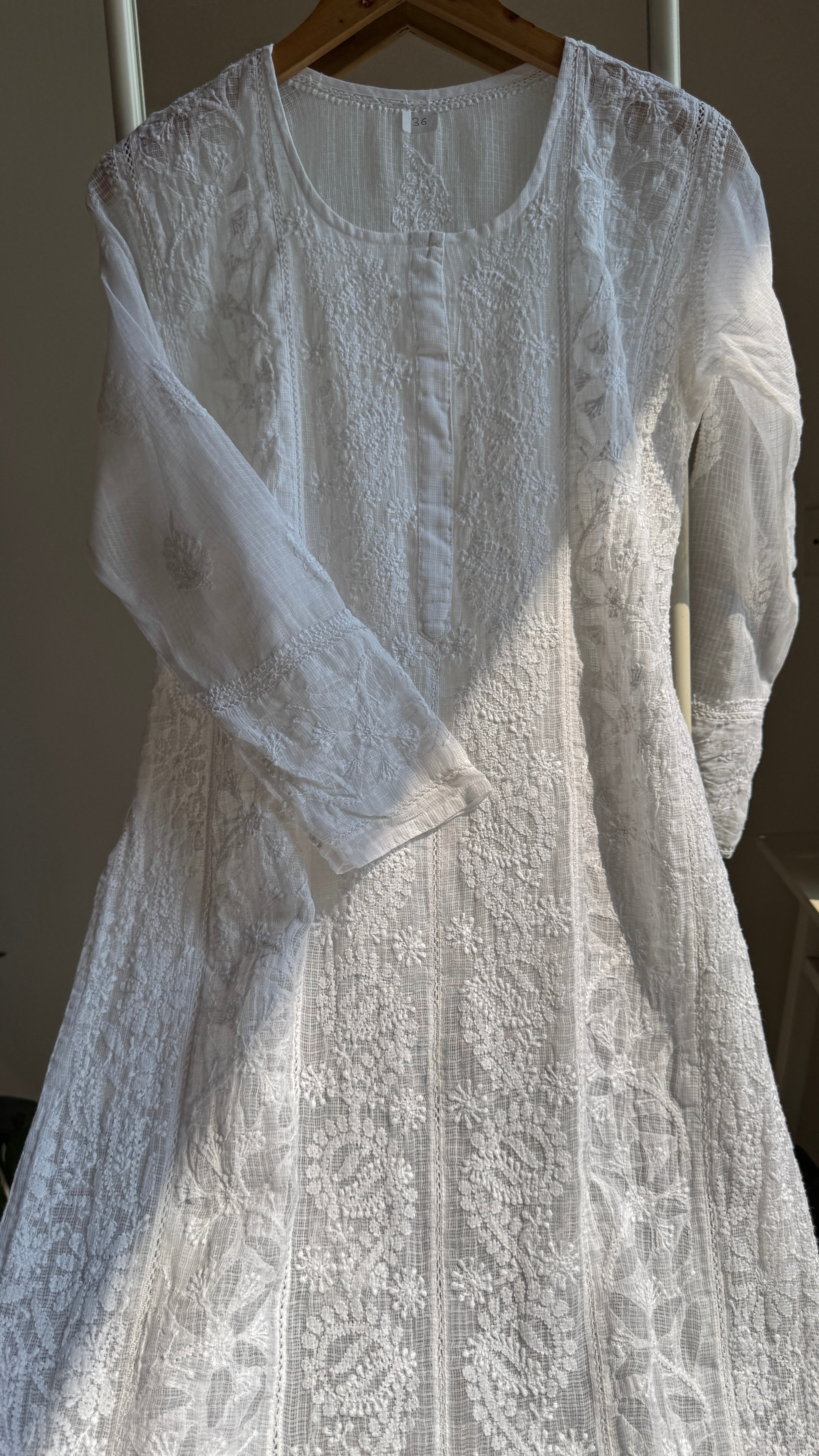 Kota Soft Cotton Chikankari Kurti - White - CHAND Collection