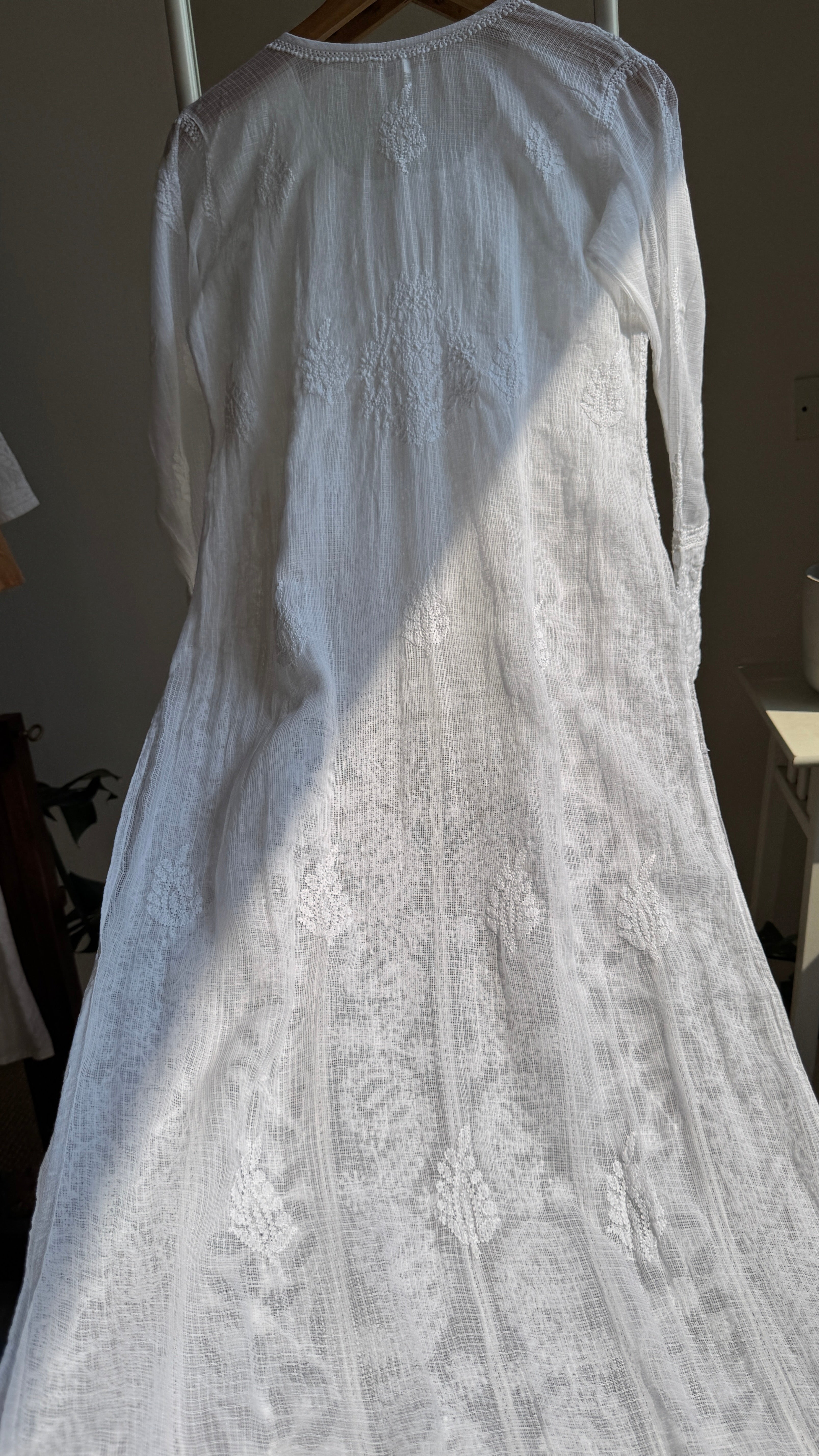 Kota Soft Cotton Chikankari Kurti - White - CHAND Collection