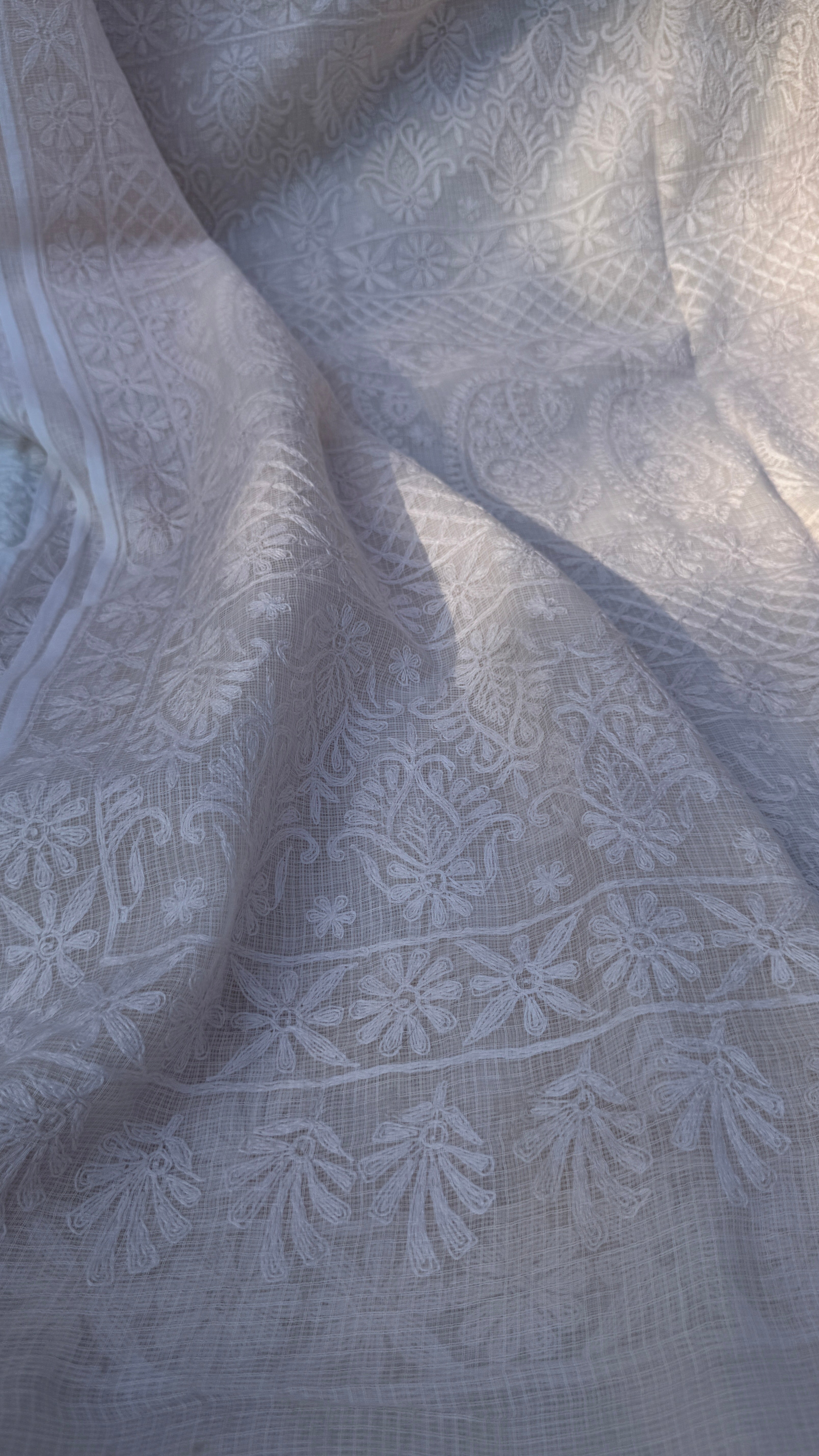Kota Chikankari saree in Pale Pink