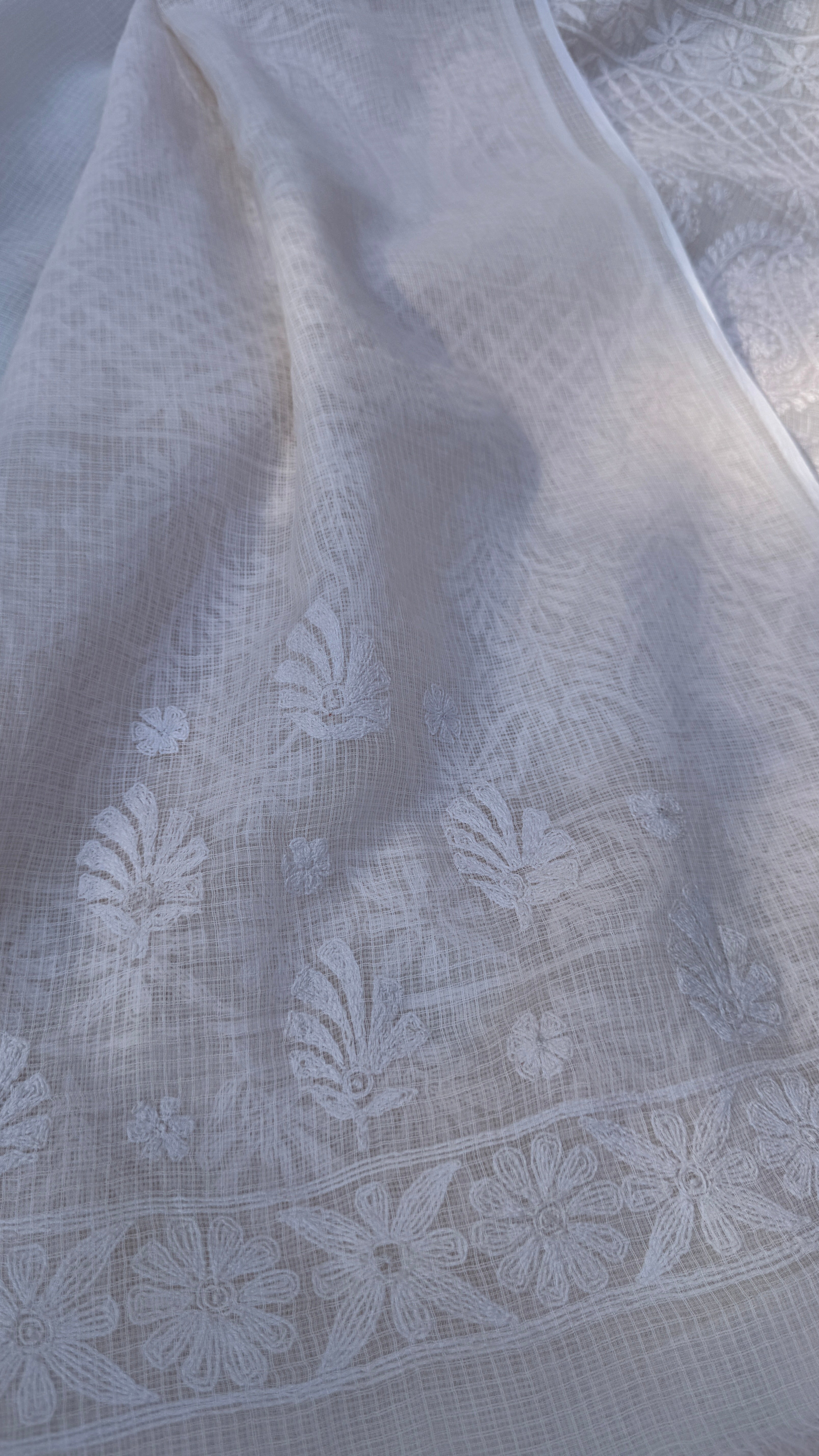 Kota Chikankari saree in Pale Pink