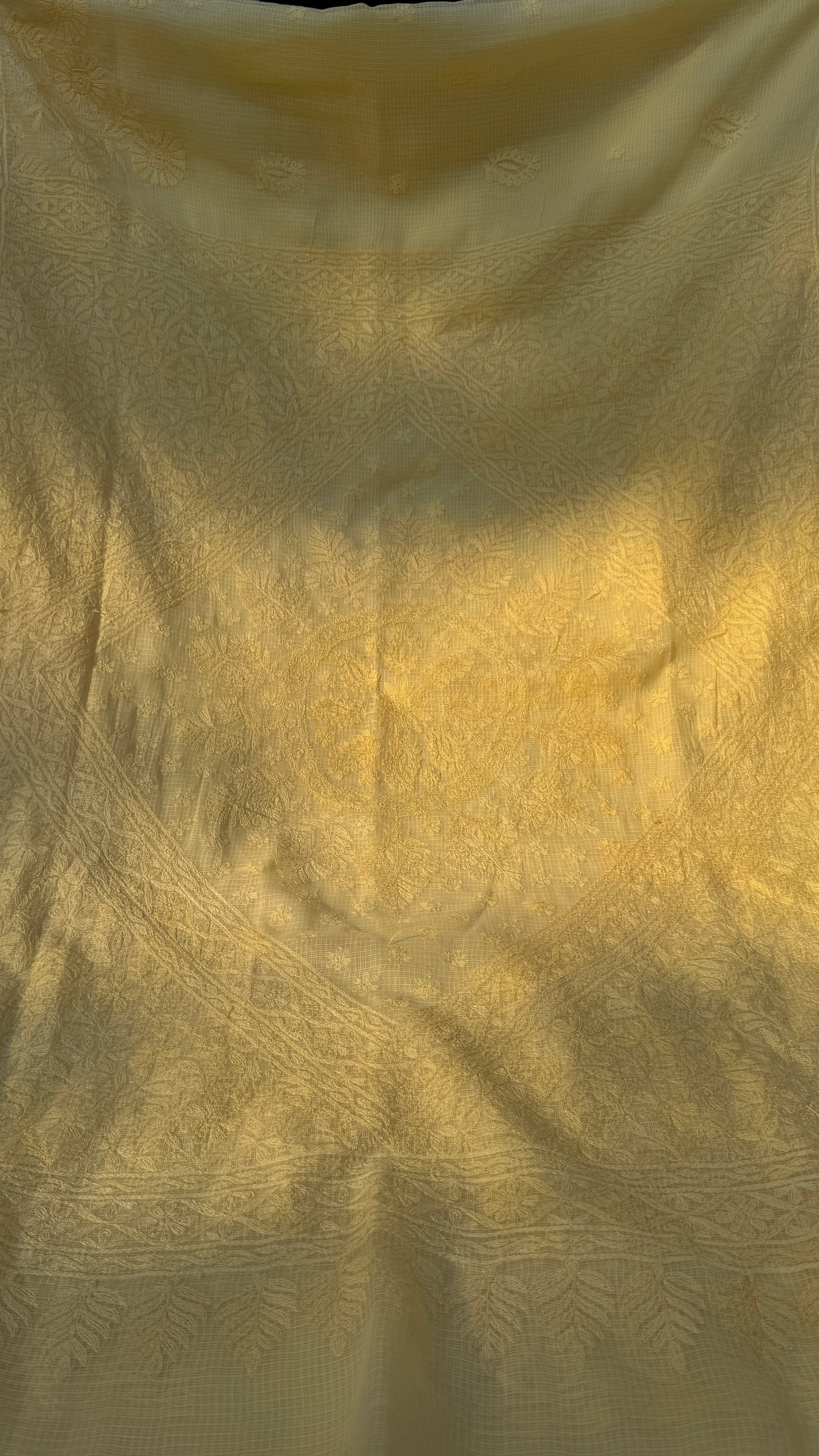 Kota Chikankari saree in Yellow