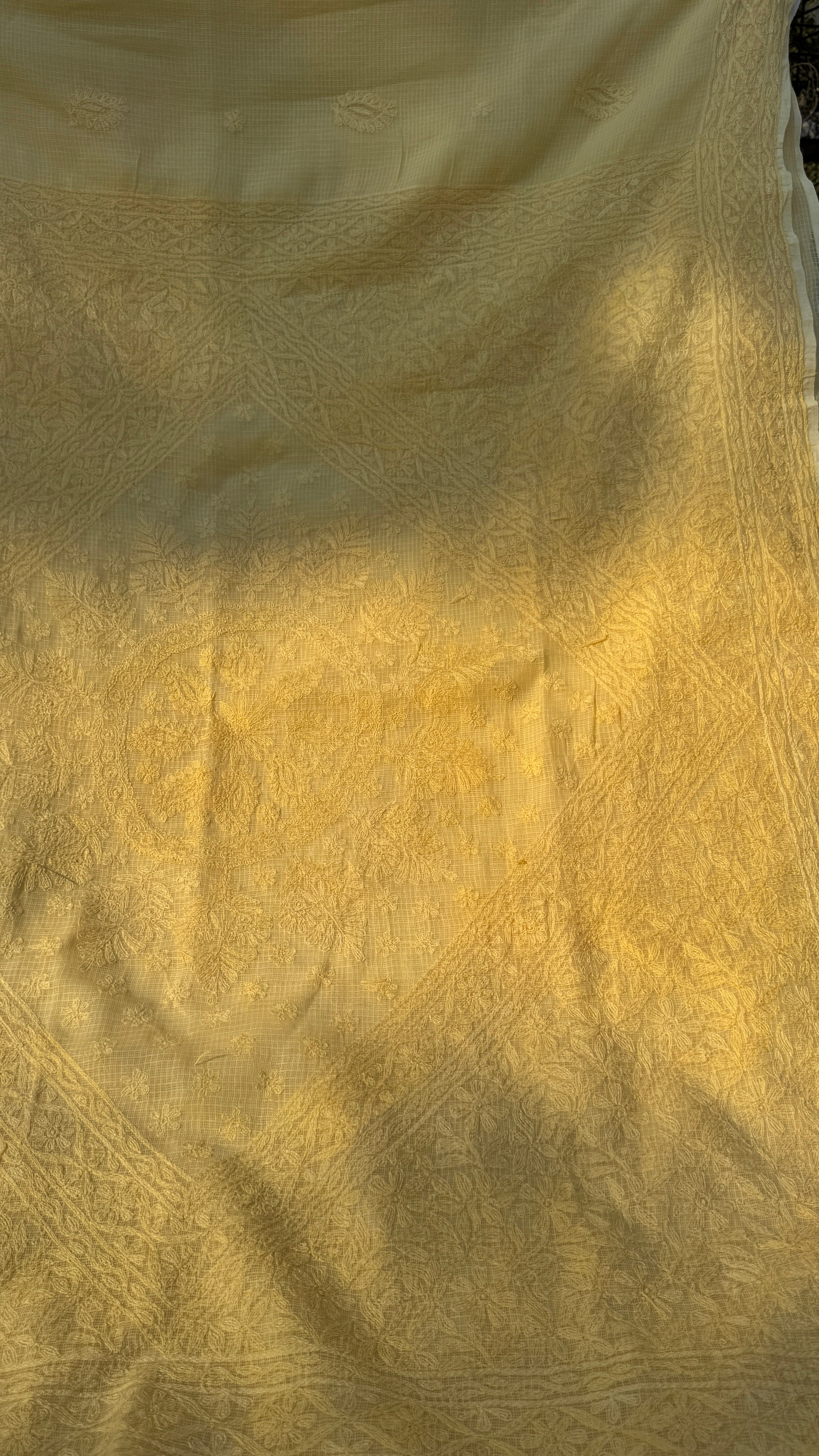Kota Chikankari saree in Yellow