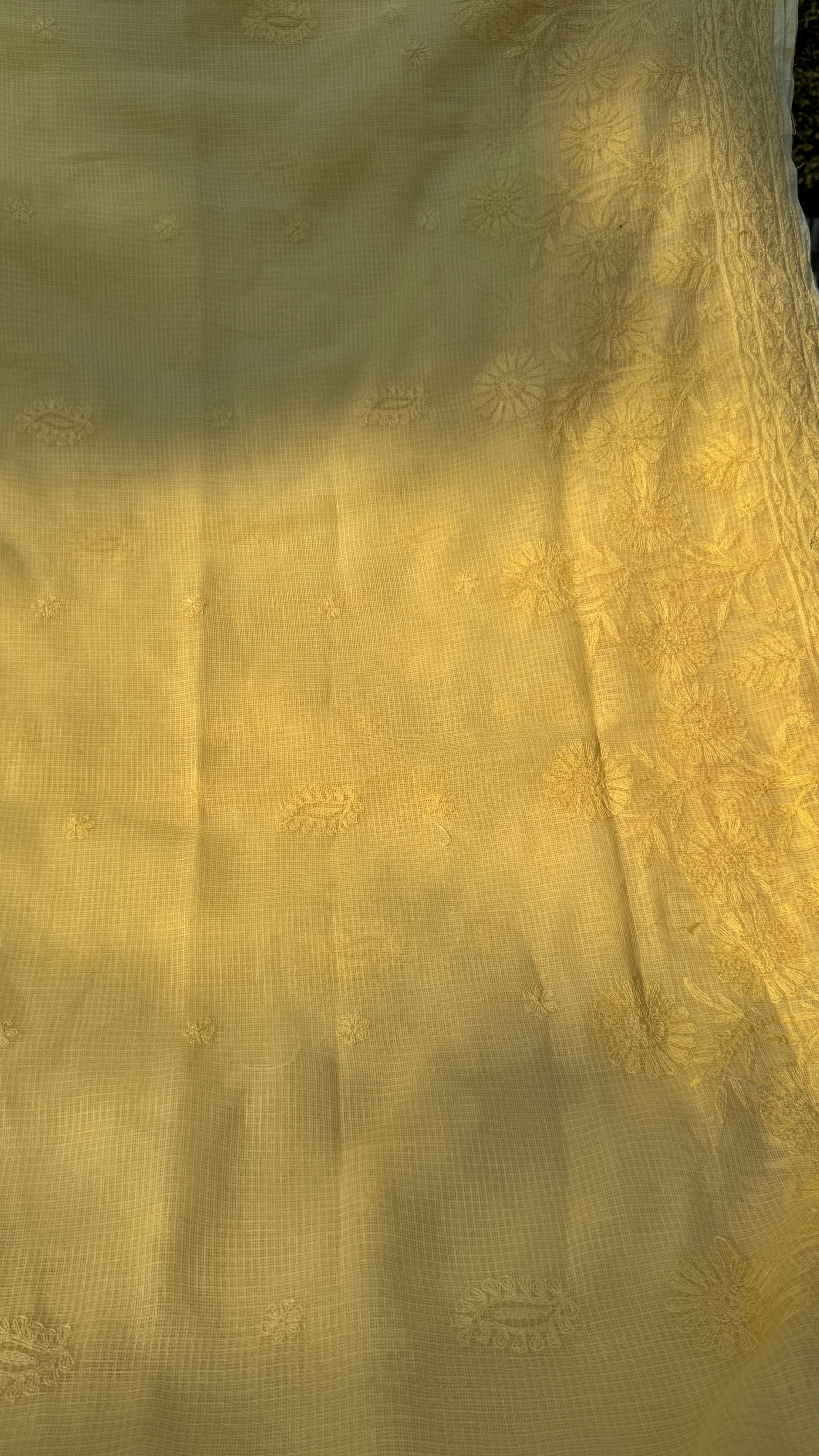 Kota Chikankari saree in Yellow