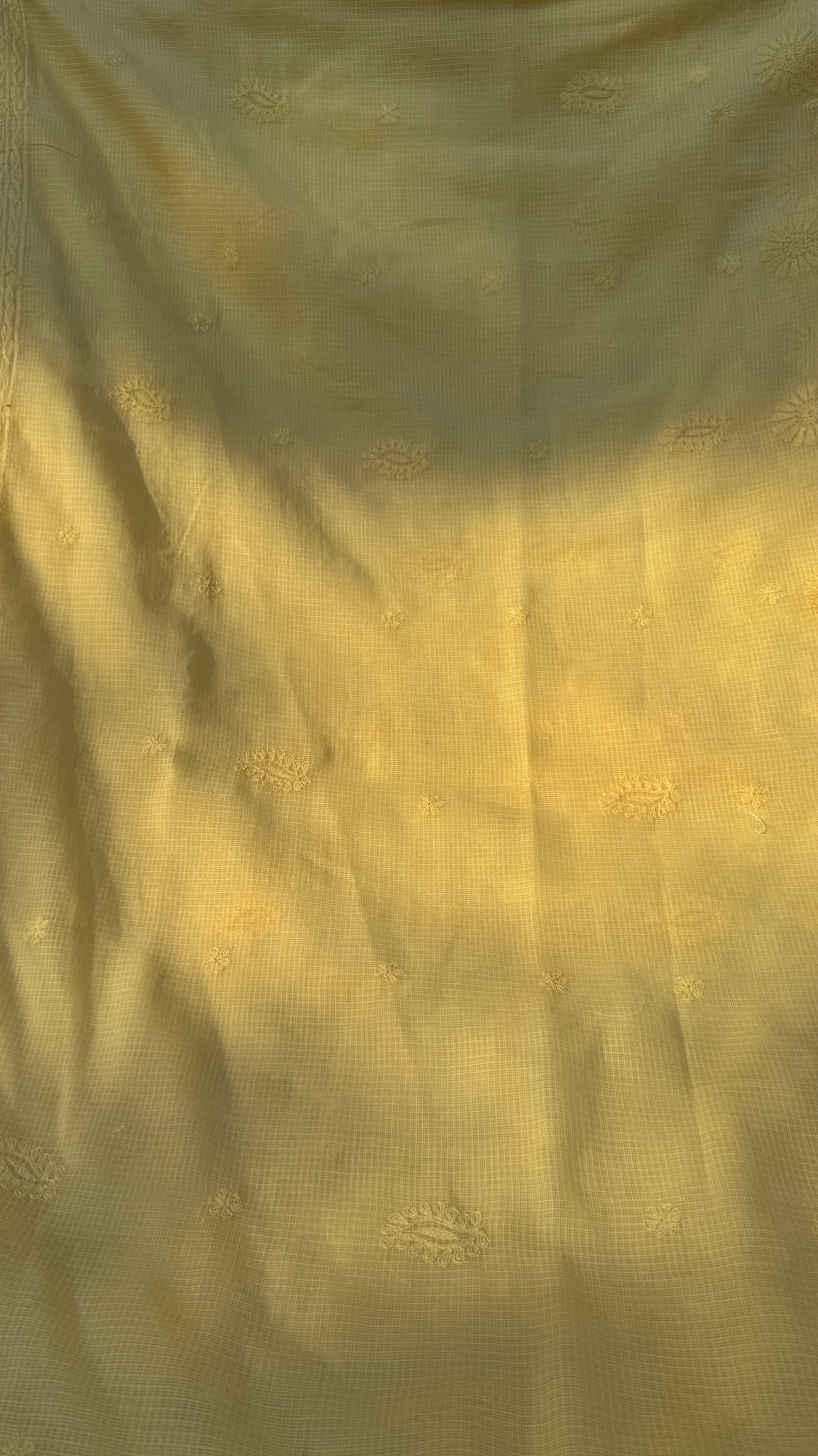 Kota Chikankari saree in Yellow