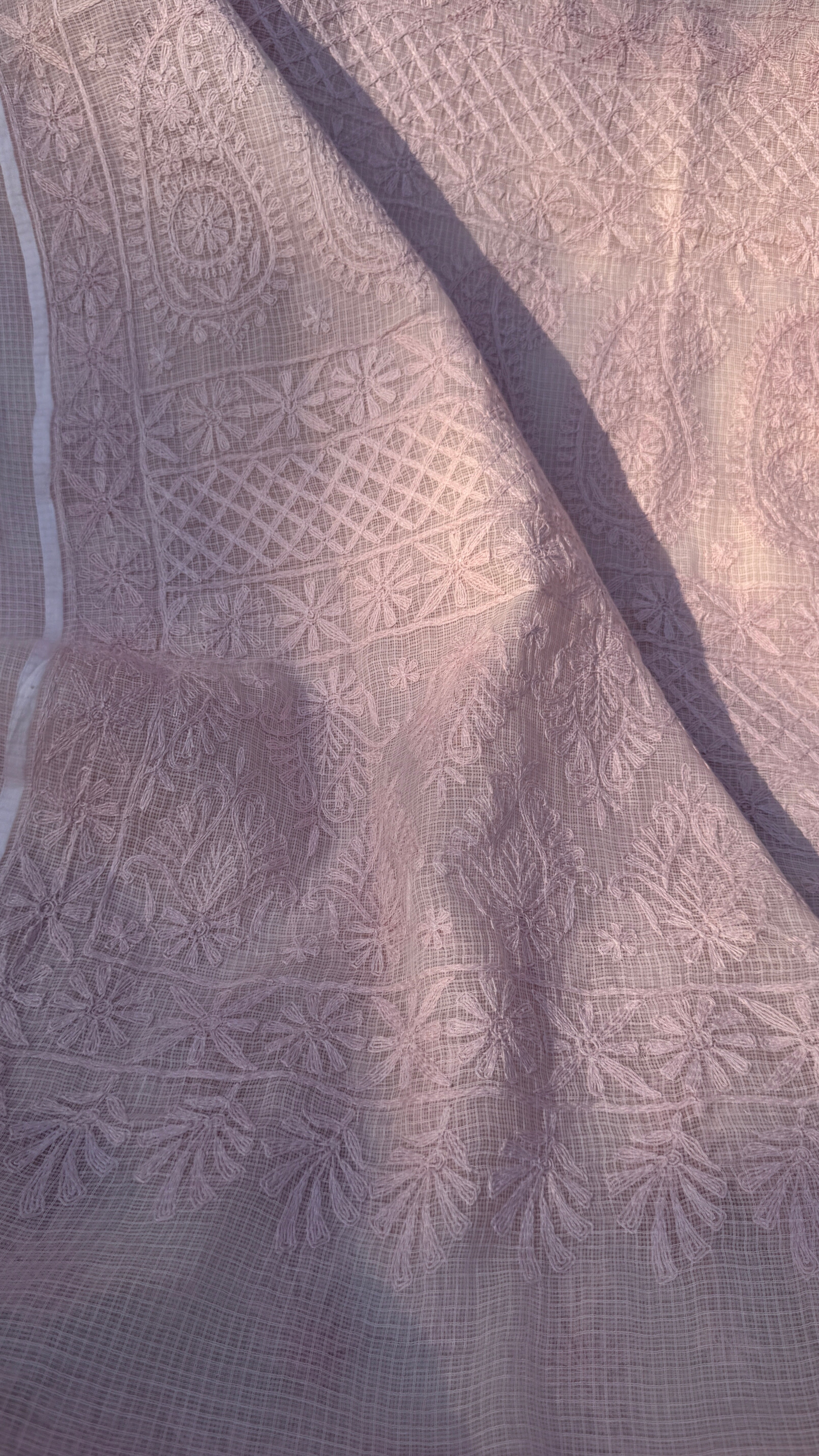 Kota Chikankari saree in Pale Pink