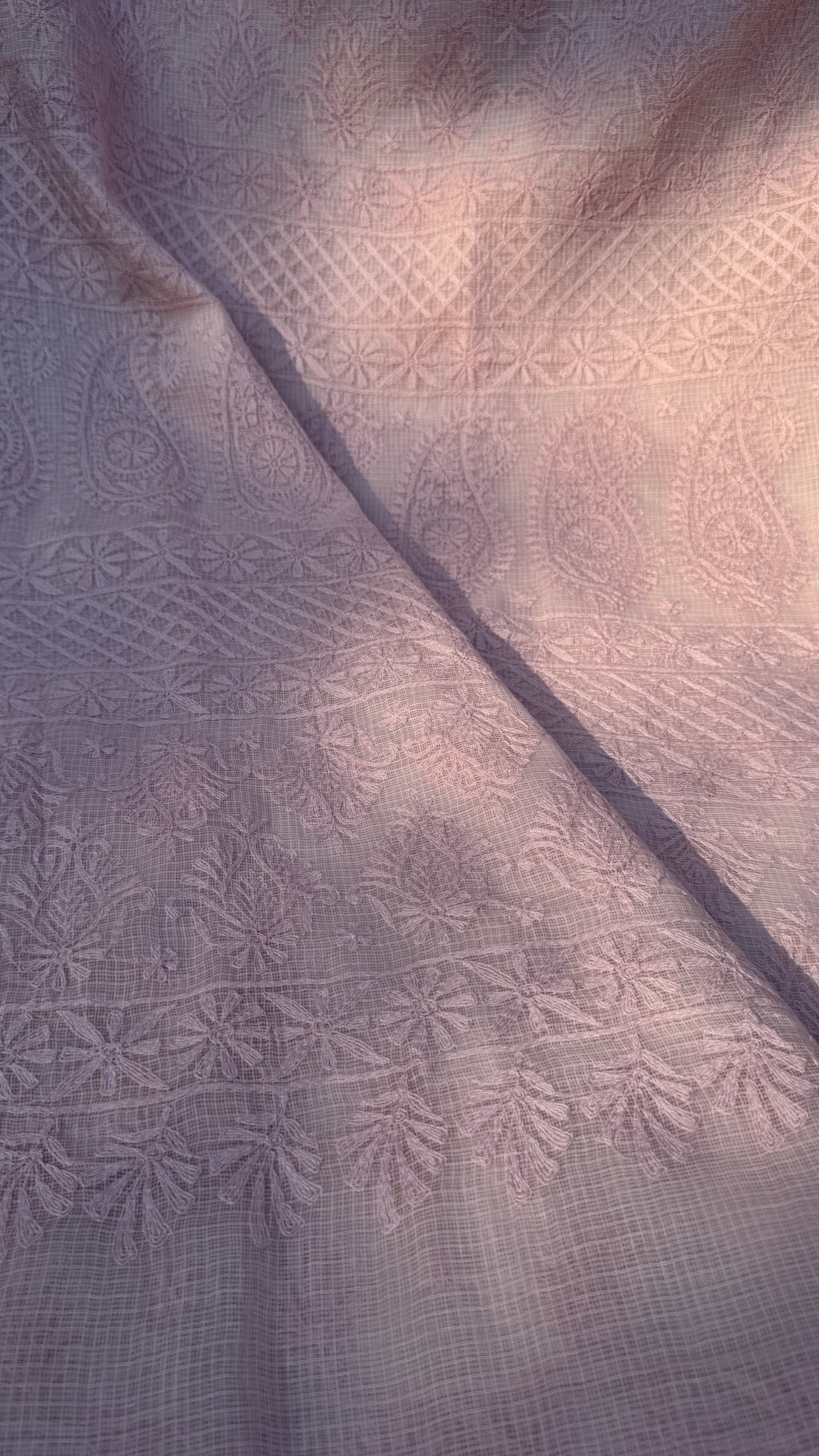 Kota Chikankari saree in Pale Pink