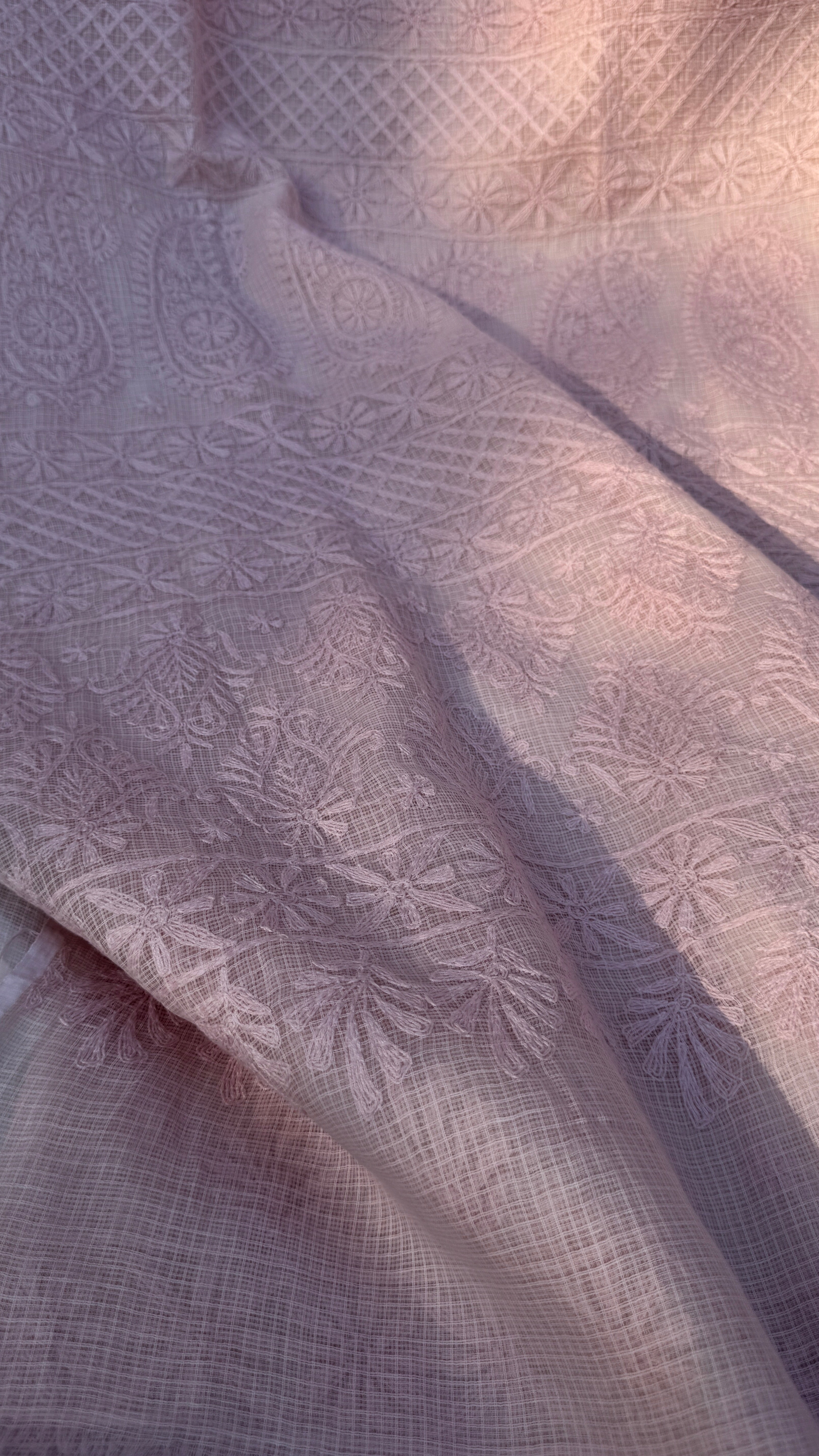 Kota Chikankari saree in Pale Pink