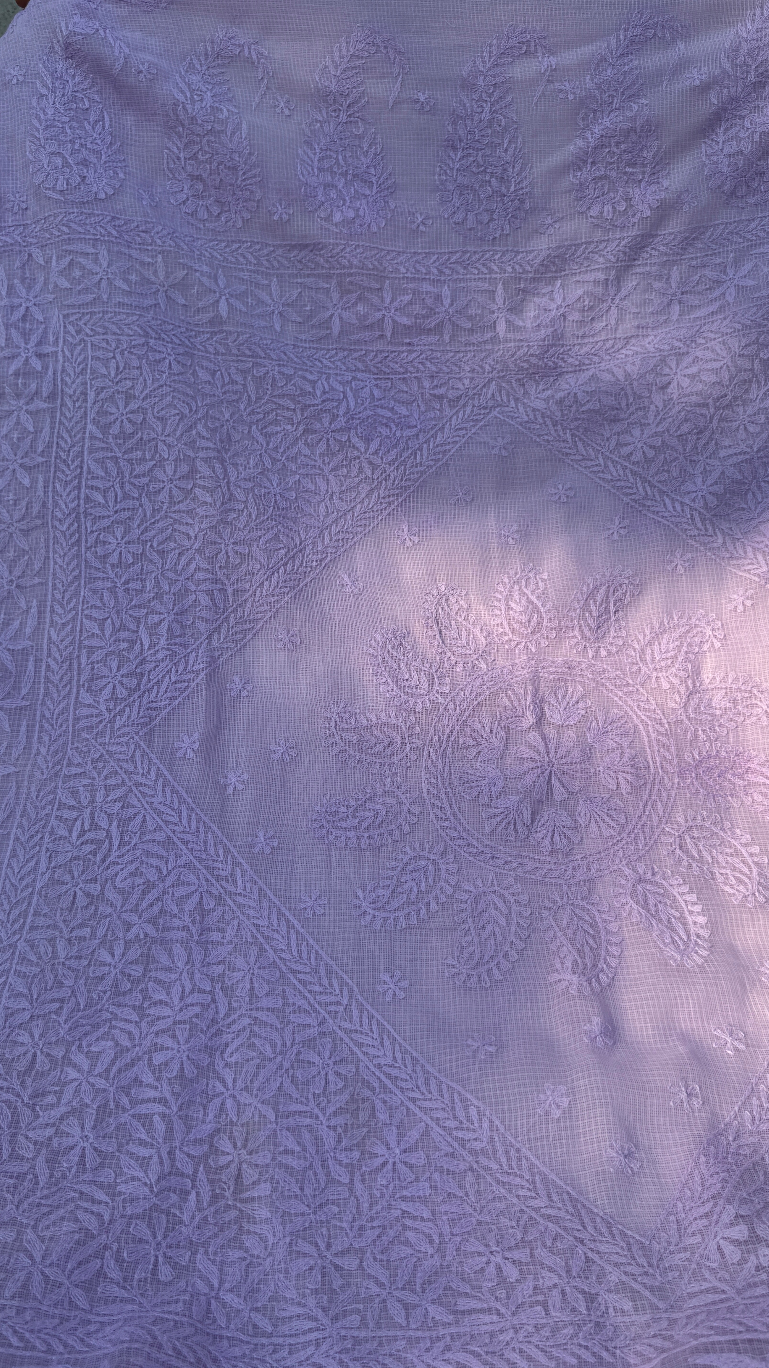 Kota Chikankari saree in Lilac