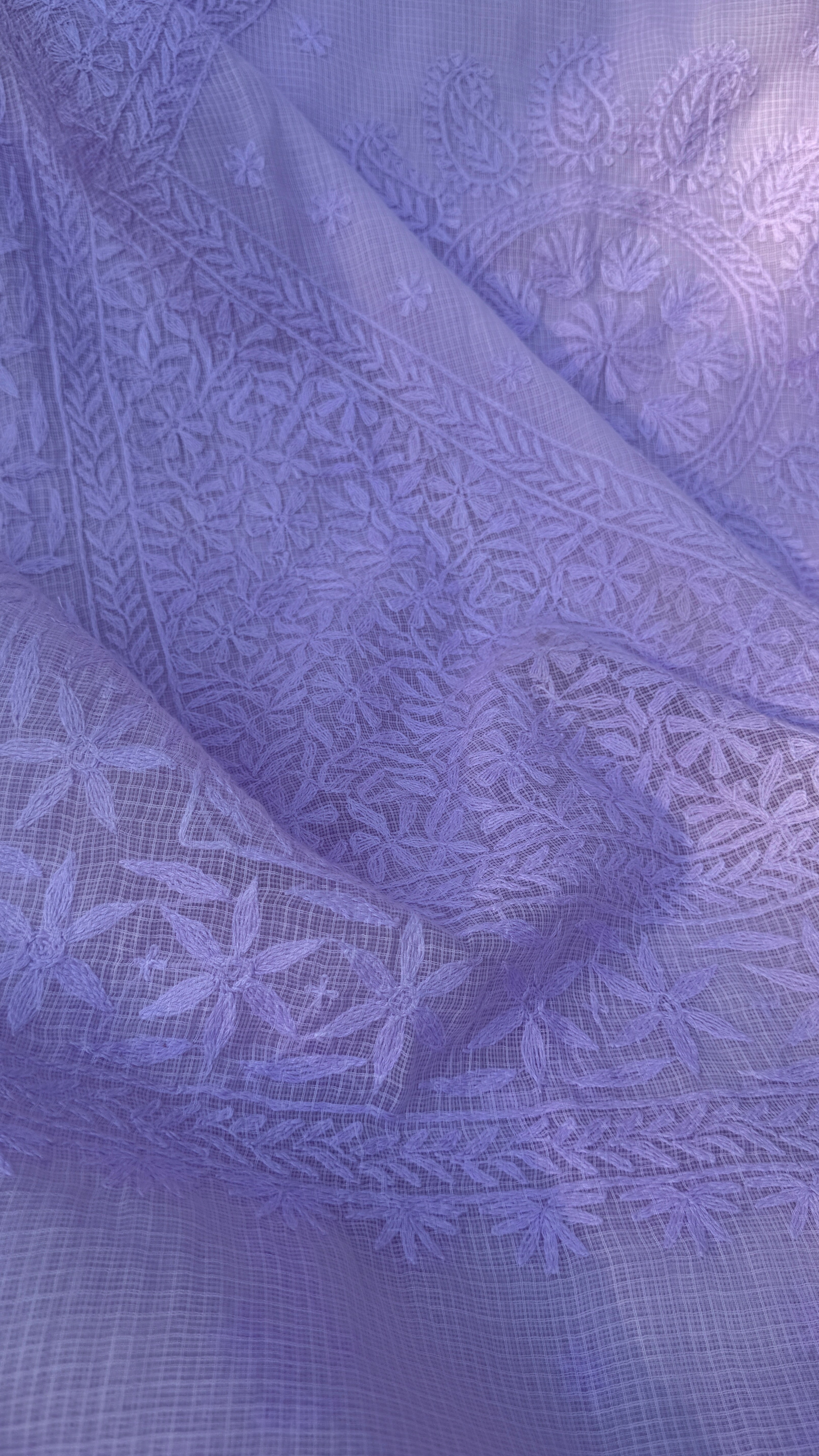 Kota Chikankari saree in Lilac