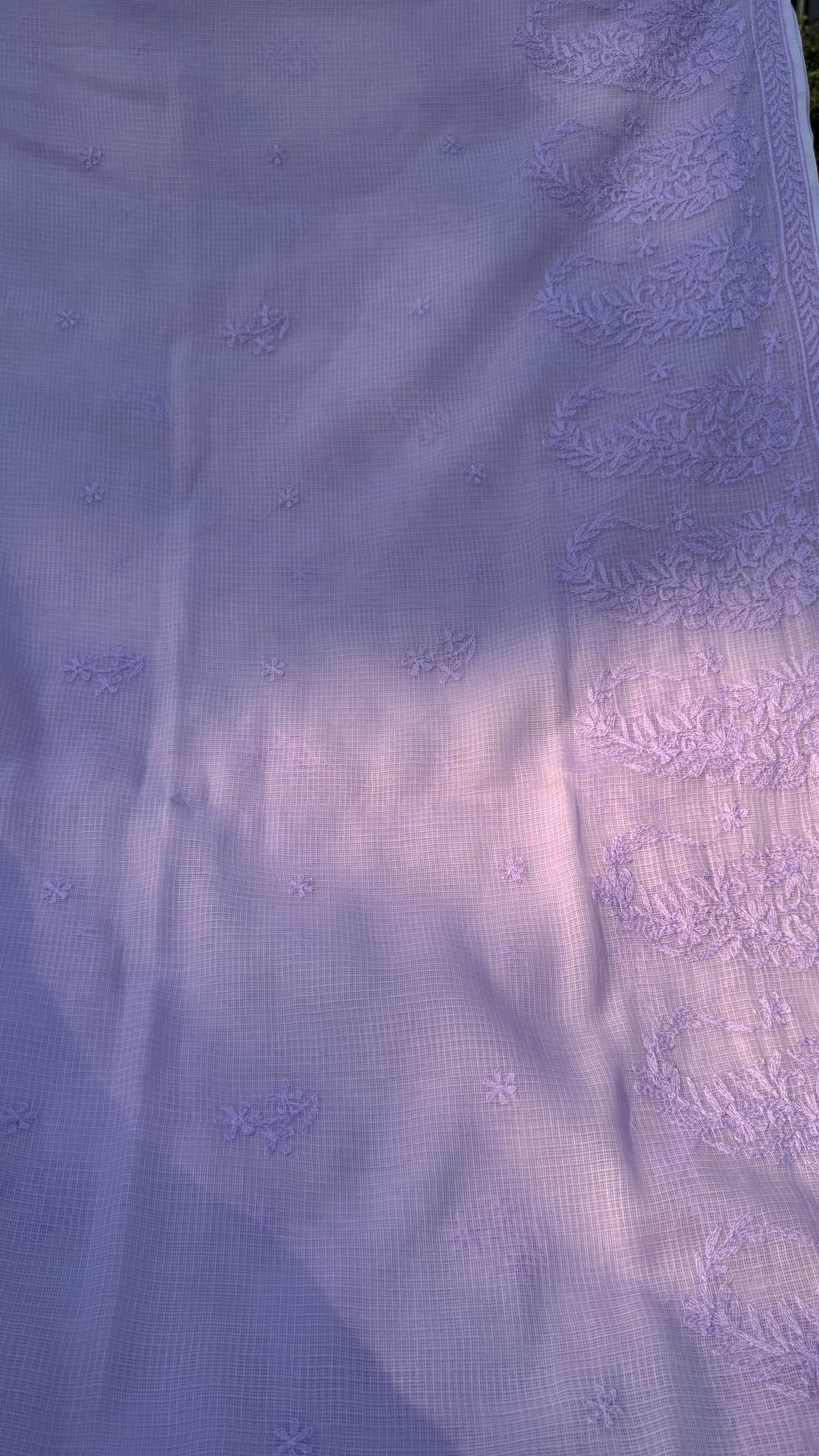 Kota Chikankari saree in Lilac