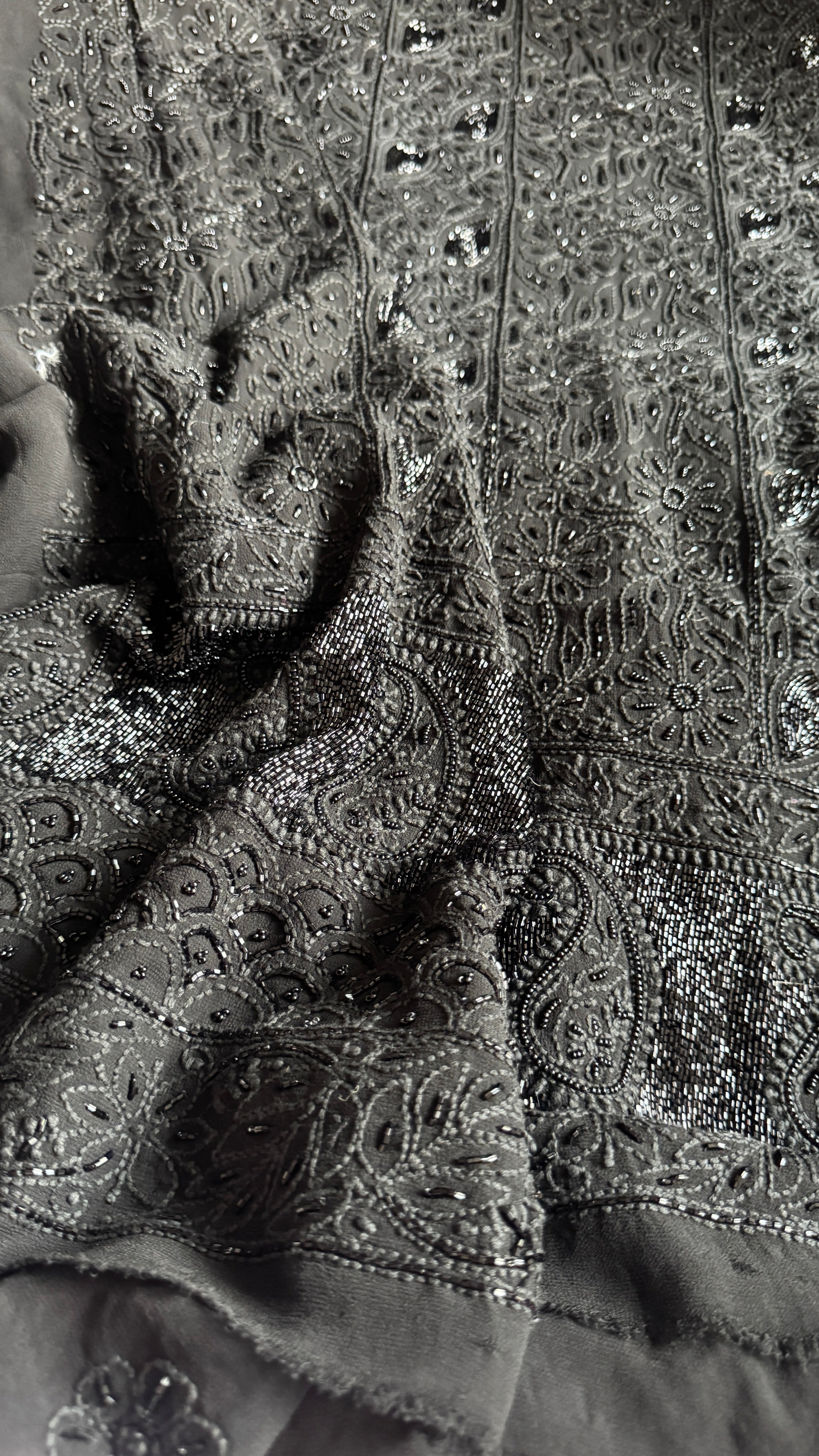 Viscose Chikankari Length with Dupatta - Black