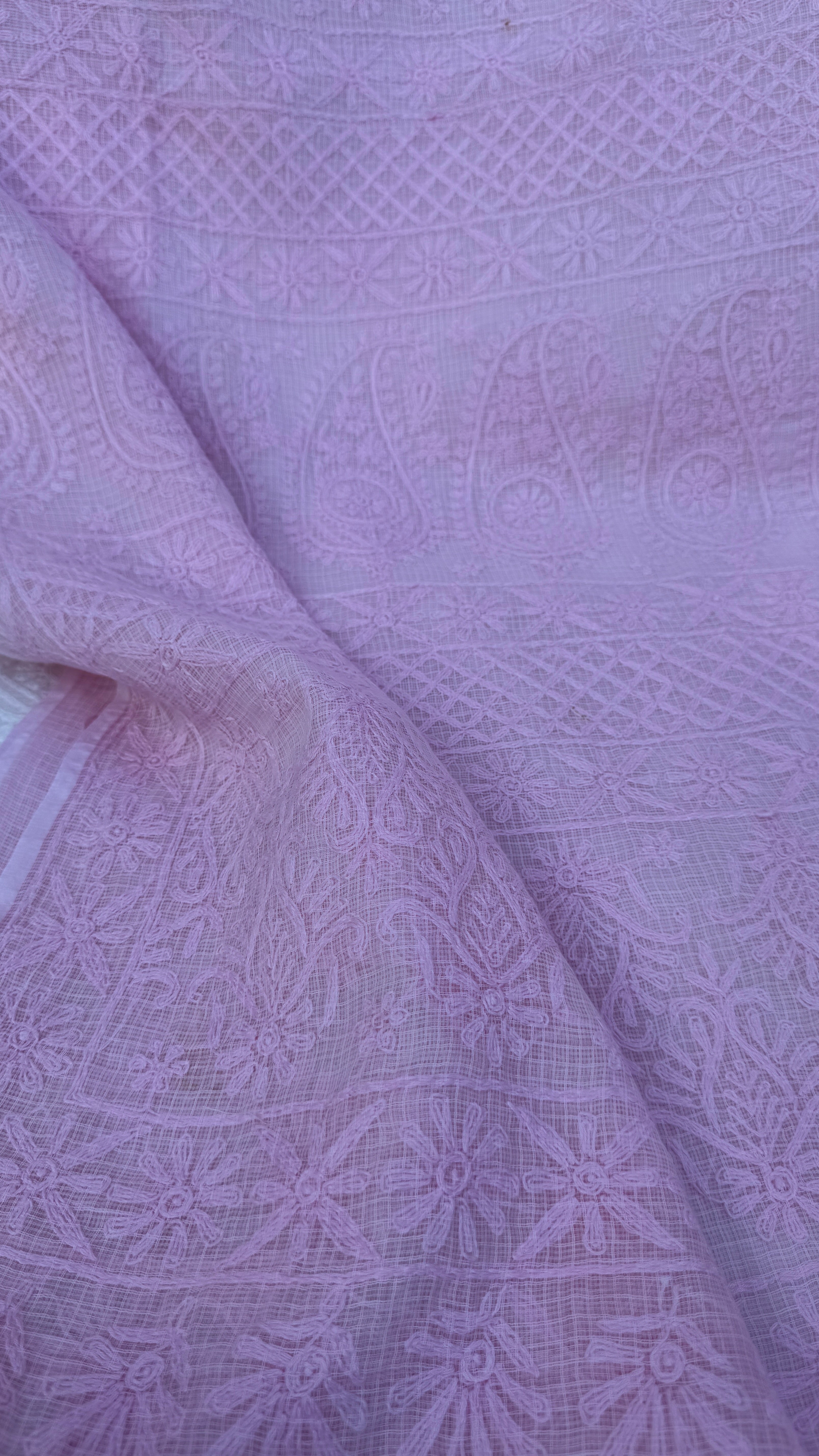 Kota Chikankari saree in Pink